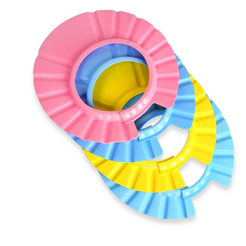 Soft Adjustable Baby & Kids Shampoo Bath Shower Cap - Waterproof Hair Shield Hat for Toddler & Children (Pack of 4) - Perfect for Bath Time, Hair Washing & Spa Day at Home