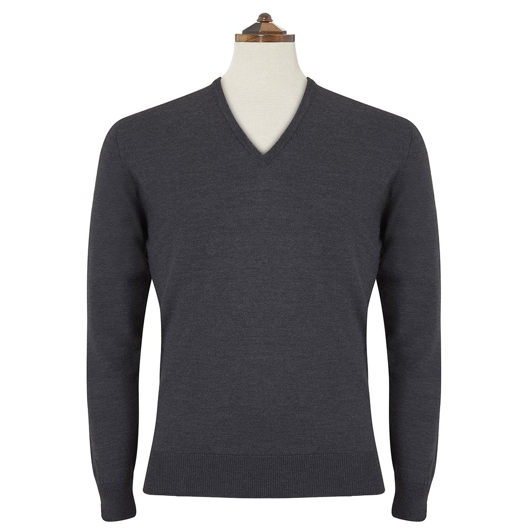 Kendrick Charcoal V Neck Pullover Sweater for Men - Soft & Comfortable Knit Top - Perfect for Casual Wear, Office, and Date Nights