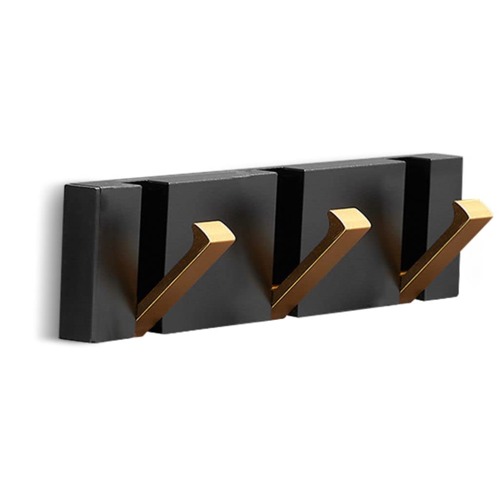 3-Pack Black Aluminum Wall-Mounted Towel Hooks - No Drill Rustproof Bathroom Door Hangers for Towels, Jackets & Organizing | Perfect for Bathroom, Living Room & Entryway Storage