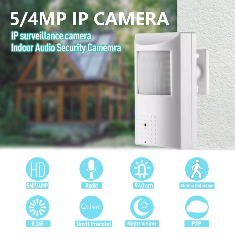 PIR Motion Sensor IP Camera - Full HD 1080p, ONVIF Compatible, PoE Powered with Built-in Microphone & 940nm IR Night Vision | Indoor/Outdoor Security Surveillance for Home & Business