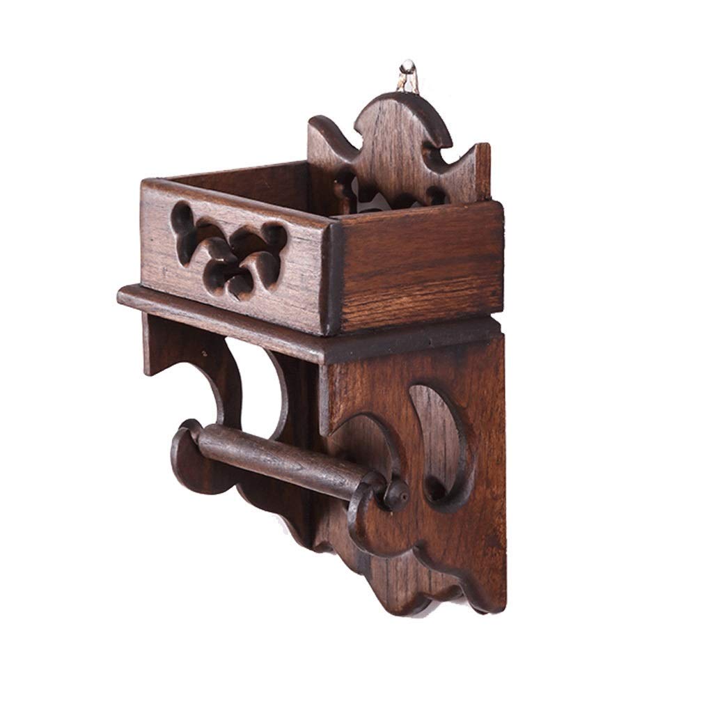 Wall-Mounted Wooden Toilet Paper Holder - Decorative Roll Dispenser & Floating Shelf for Bathroom (Large/Small Size) - Perfect for Modern Homes, Apartments, and RV Bathrooms
