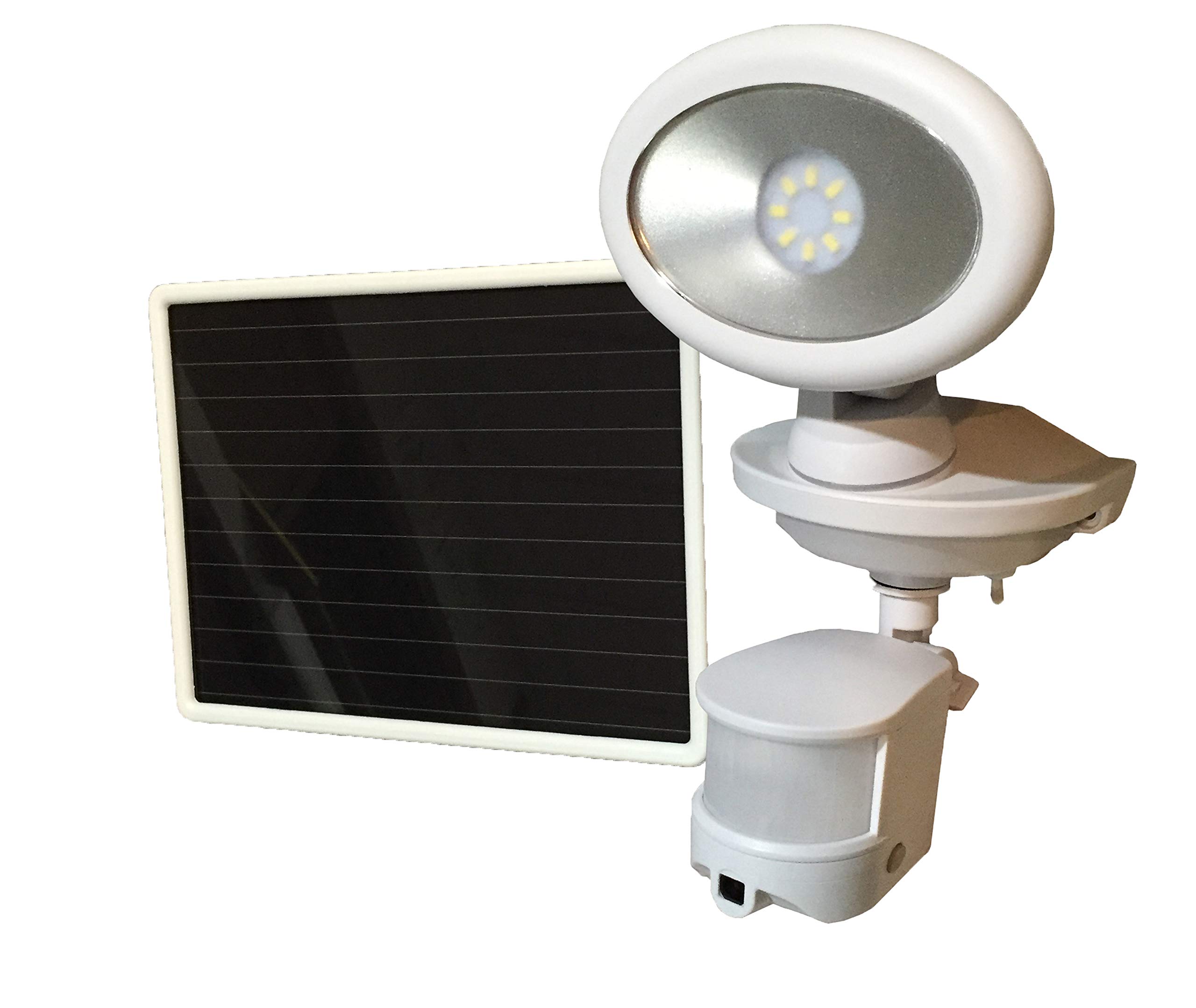 Maxsa 44643-CAM-WH Solar-Powered Outdoor Security Camera with Motion-Activated Spotlight, Night Vision & Weatherproof Design - White | Ideal for Home Security, Backyard Monitoring & Property Protection