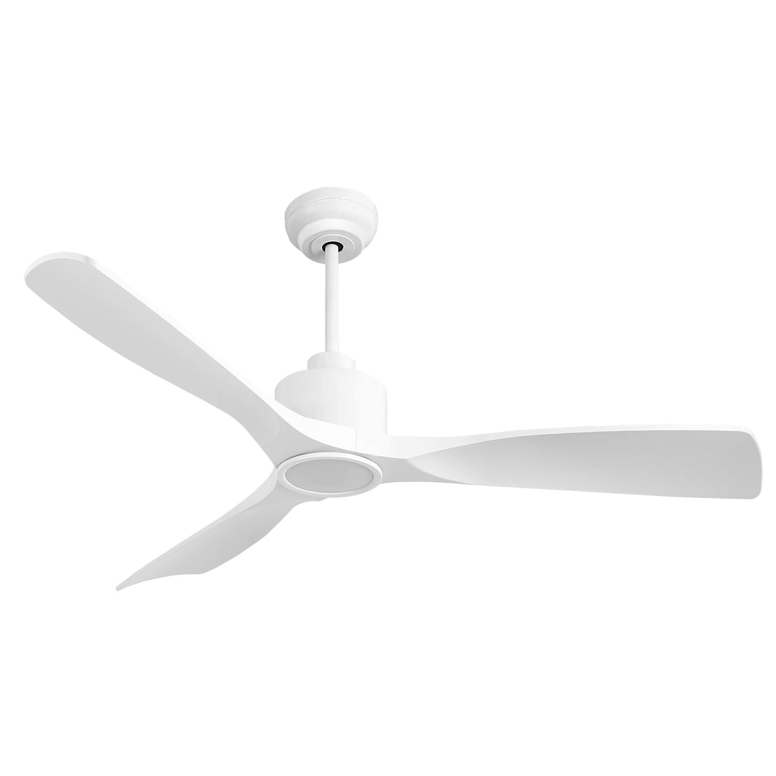 52 Inch Smart Ceiling Fan with Quiet DC Motor - 3 Blade High CFM Indoor/Outdoor Modern White Ceiling Fan with Remote Control & LED Light - Perfect for Bedroom, Living Room, Patio and Covered Porch