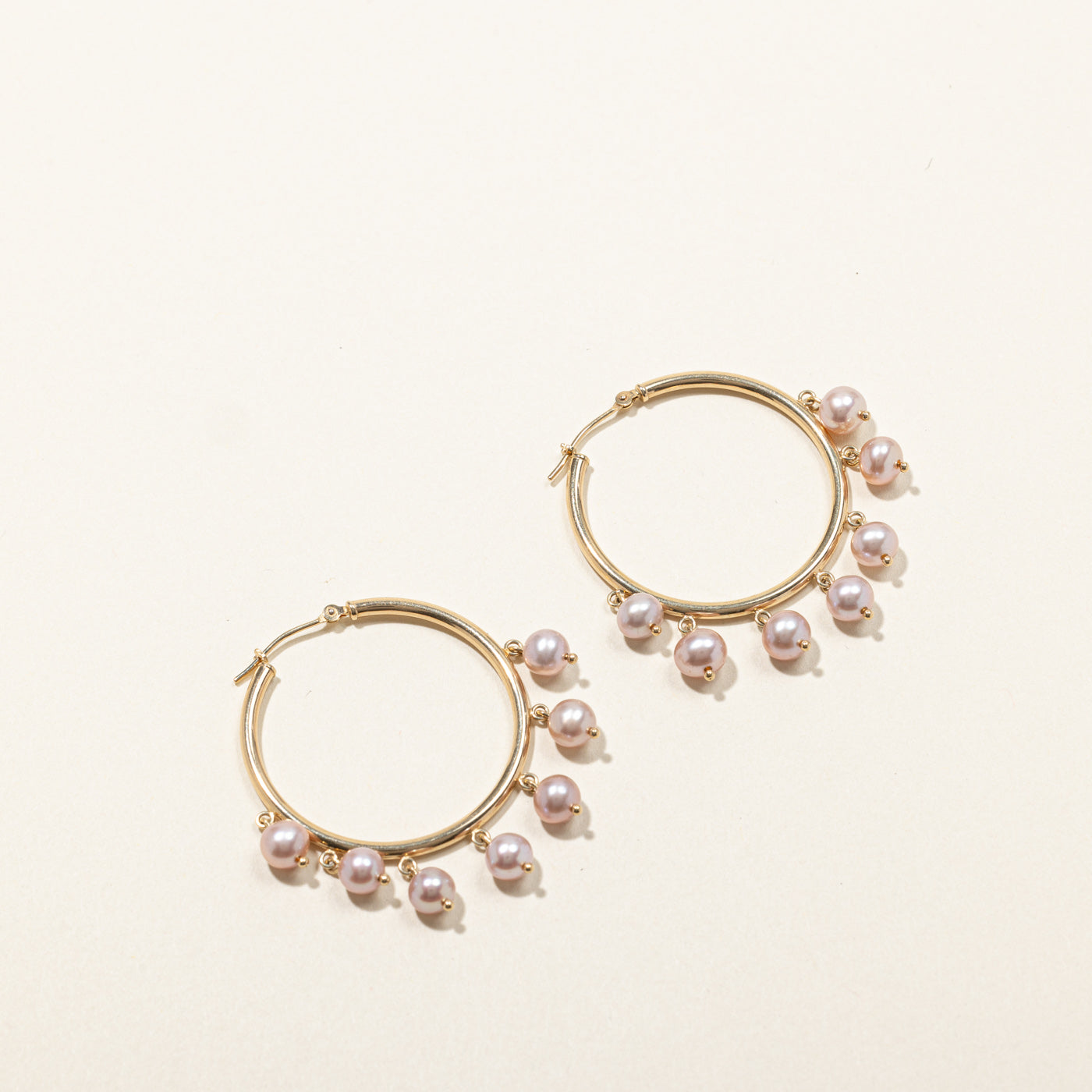 Pink Pearl Hoop Earrings for Women - Elegant 14K Gold Plated Dangle Earrings | Perfect for Weddings, Parties & Everyday Wear
