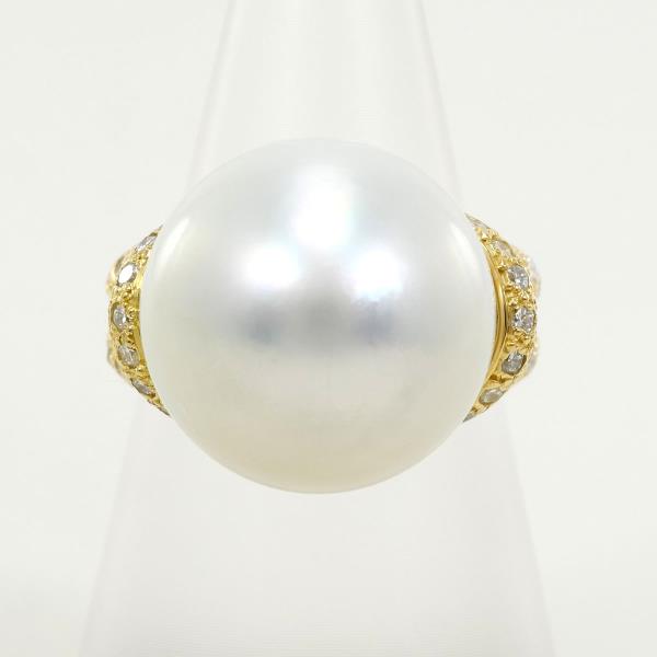18K Yellow Gold South Sea Pearl Diamond Ring for Women - Elegant Bridal Jewelry, Wedding & Engagement Gift, Anniversary Present, Special Occasion Accessory