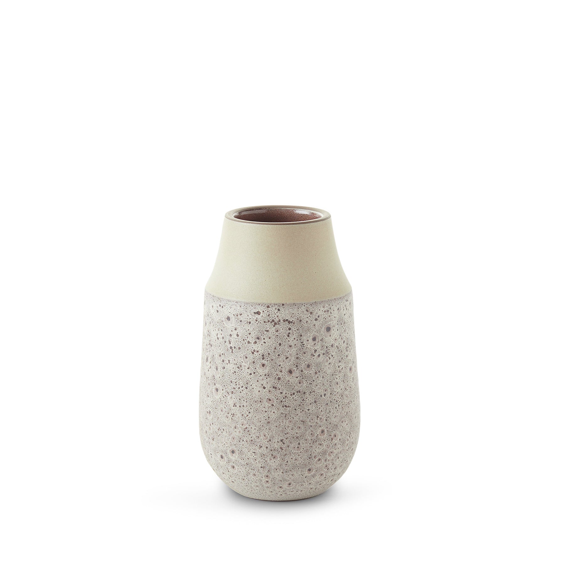 Vanilla Bean & Matte Brown Ceramic Neck Vase - Elegant Home Decor for Living Room, Dining Table, and Wedding Centerpieces
