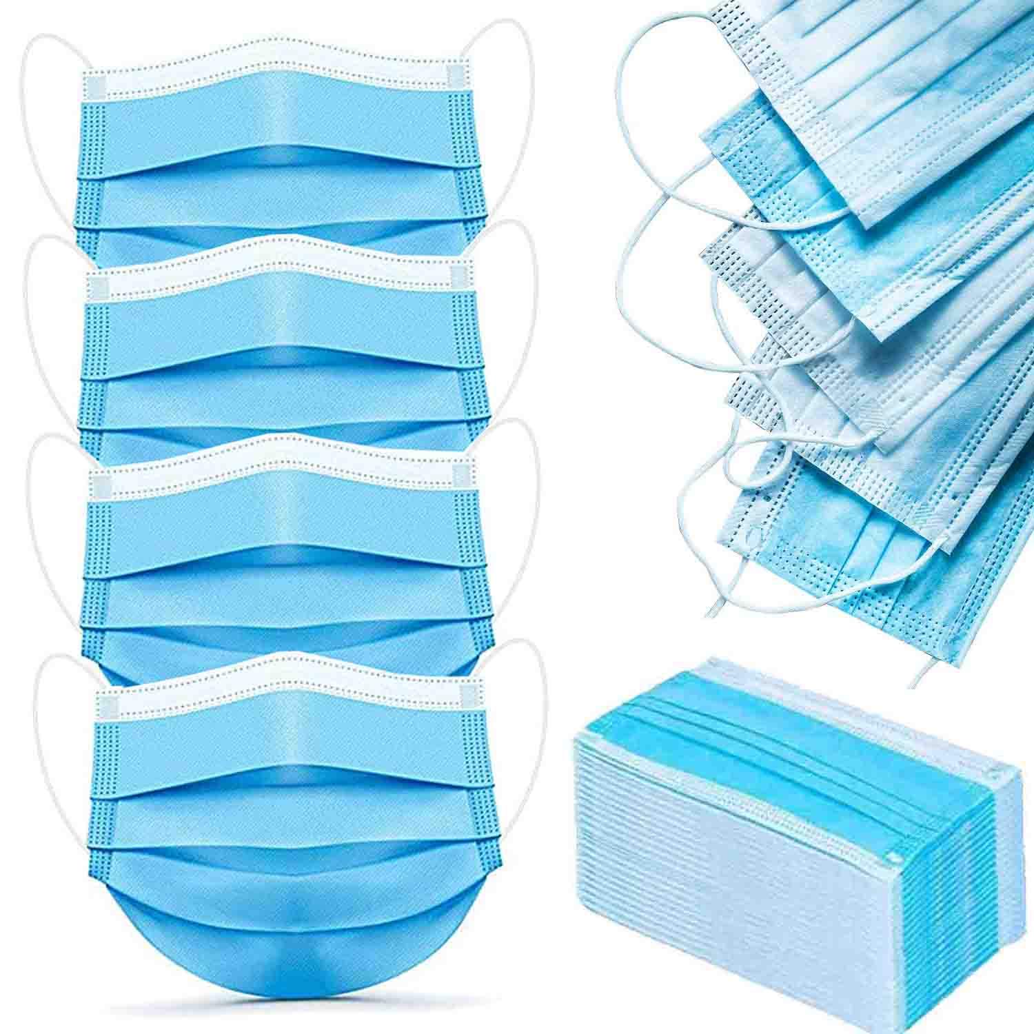 GreatDio® 50-Pack Disposable 3-Layer Face Masks - Breathable Safety Masks with Earloop for Dust Protection, Daily Use & Outdoors - Black/Blue/White Options Available