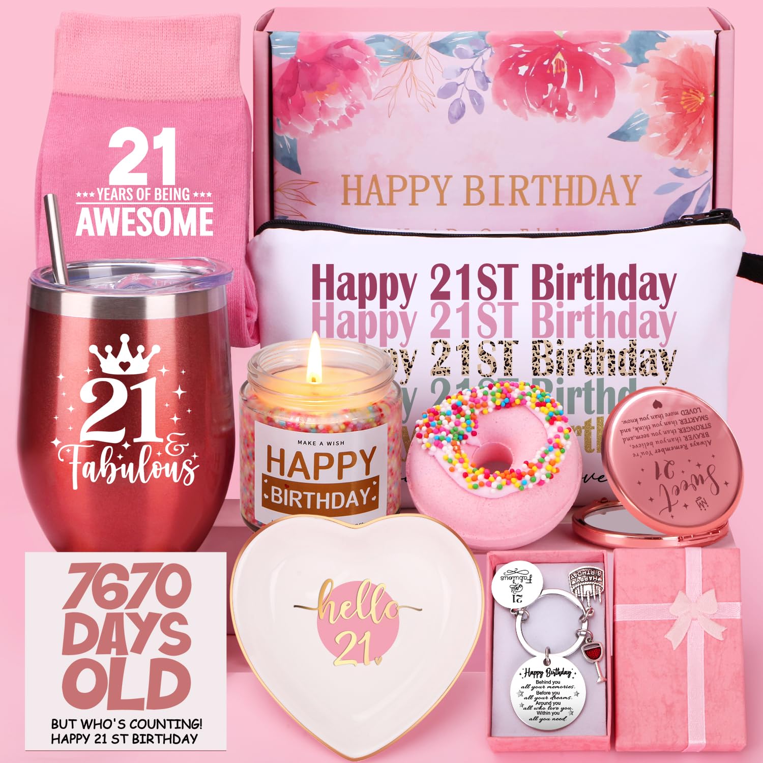 21st Birthday Gifts for Her - Personalized Pamper Hamper Box for Women, Best Friend, Sister & Daughter Turning 21 - Perfect for Celebrations, Parties & Milestone Memories