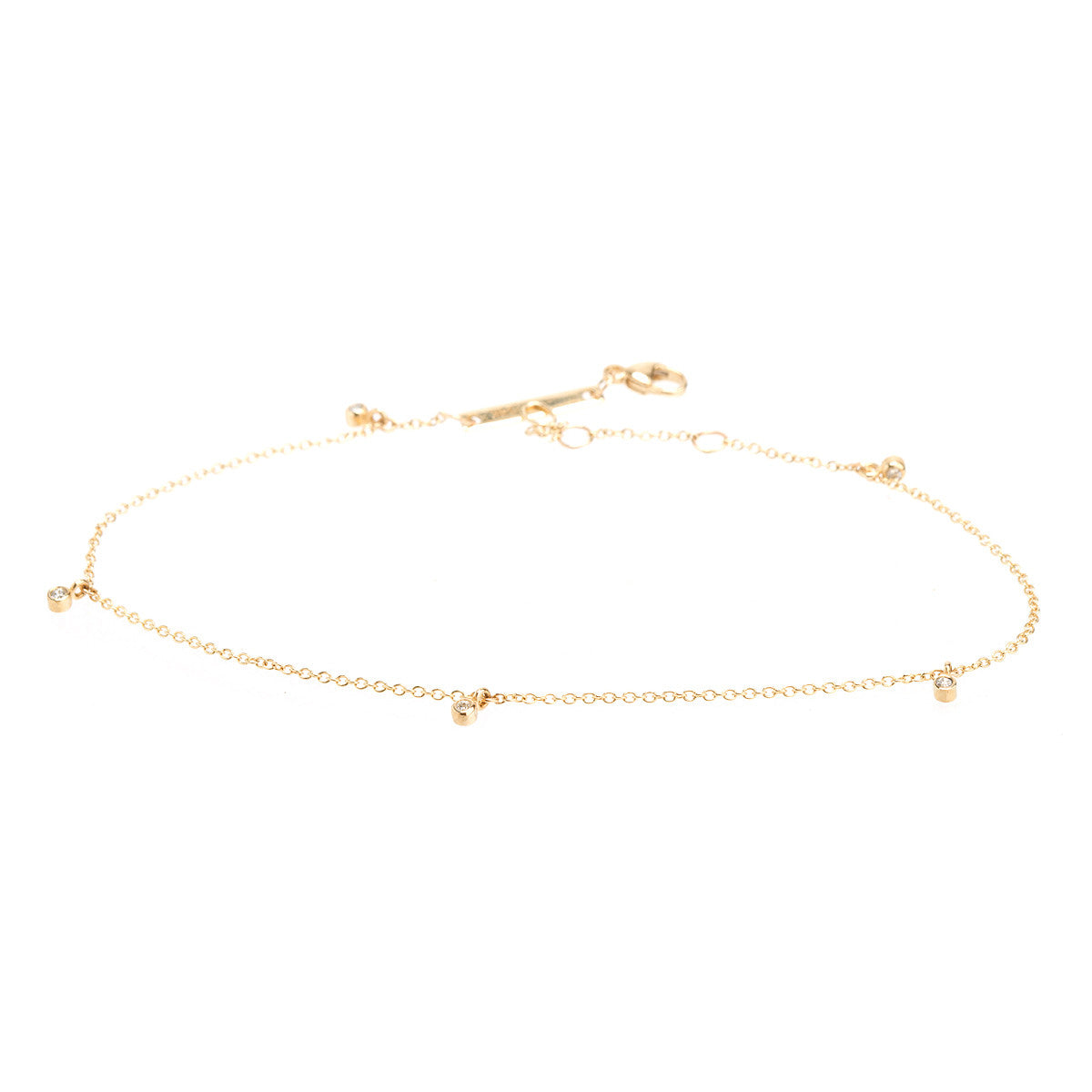 14K Gold 5 Dangling Diamond Anklet Bracelet for Women - Elegant Ankle Chain Jewelry for Parties, Weddings & Beach Vacations