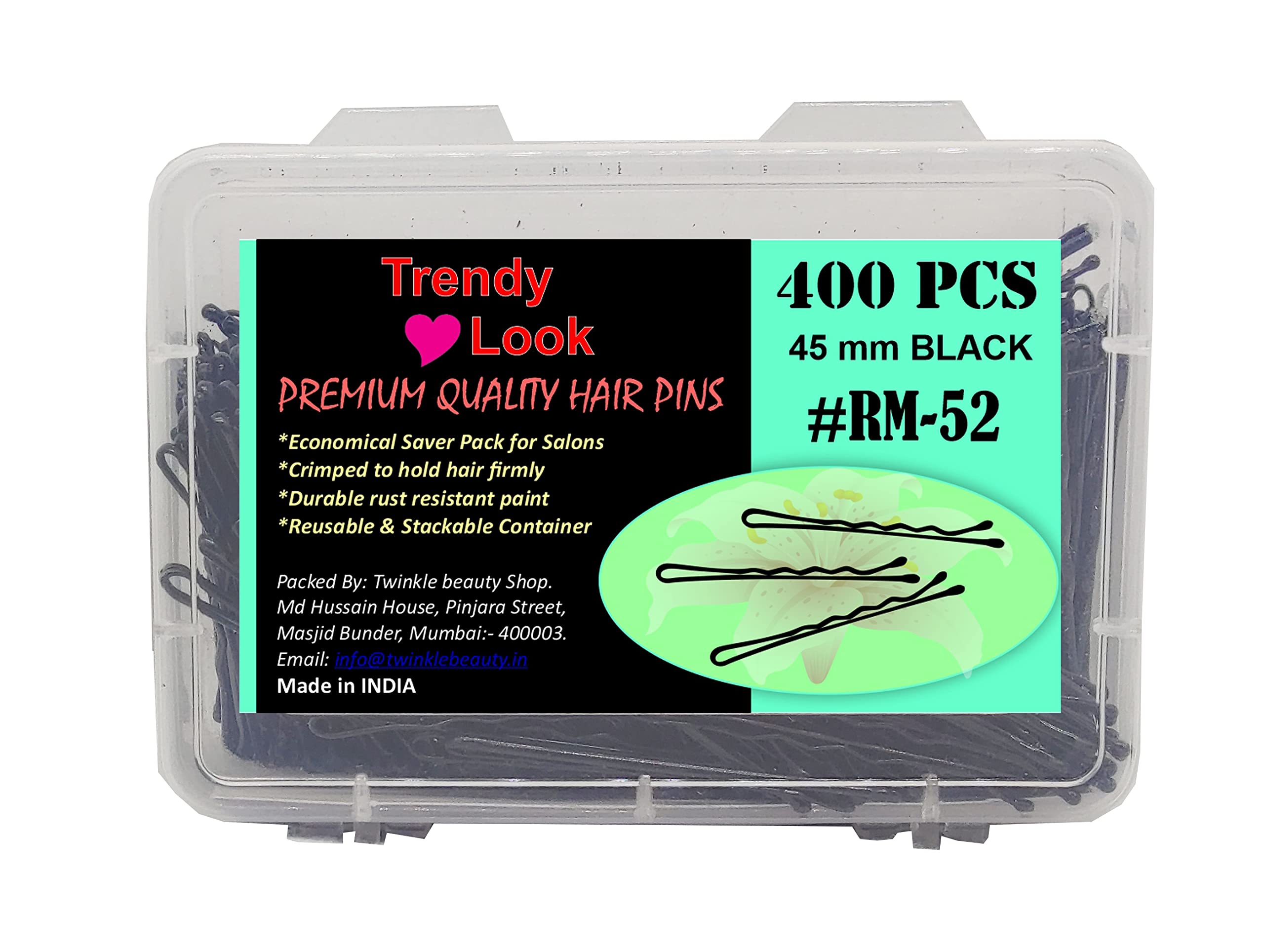 Trendy Metal Hair Clips & Bobby Pins - 400 Pcs (45mm) Hair Styling Pins for Women & Girls - Salon Quality Hairdressing Tools for Updos, Braids & Everyday Hairstyles