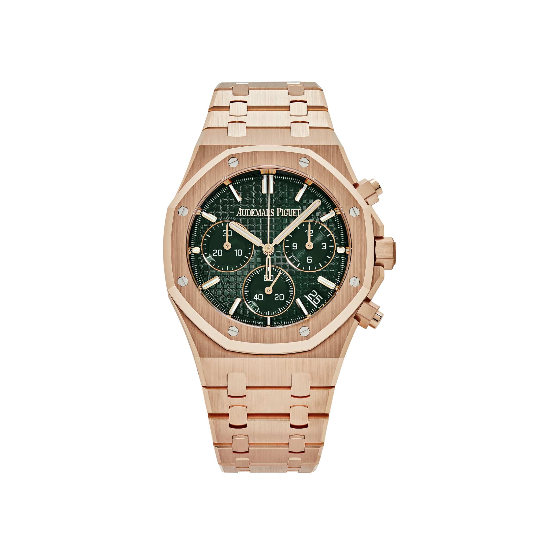Audemars Piguet Royal Oak 26240OR.OO.1320OR.08 Men's Automatic Chronograph Watch - 18K Rose Gold Case, Khaki Green Dial, Self-Winding Movement | Luxury Timepiece for Business, Gala & Special Occasions