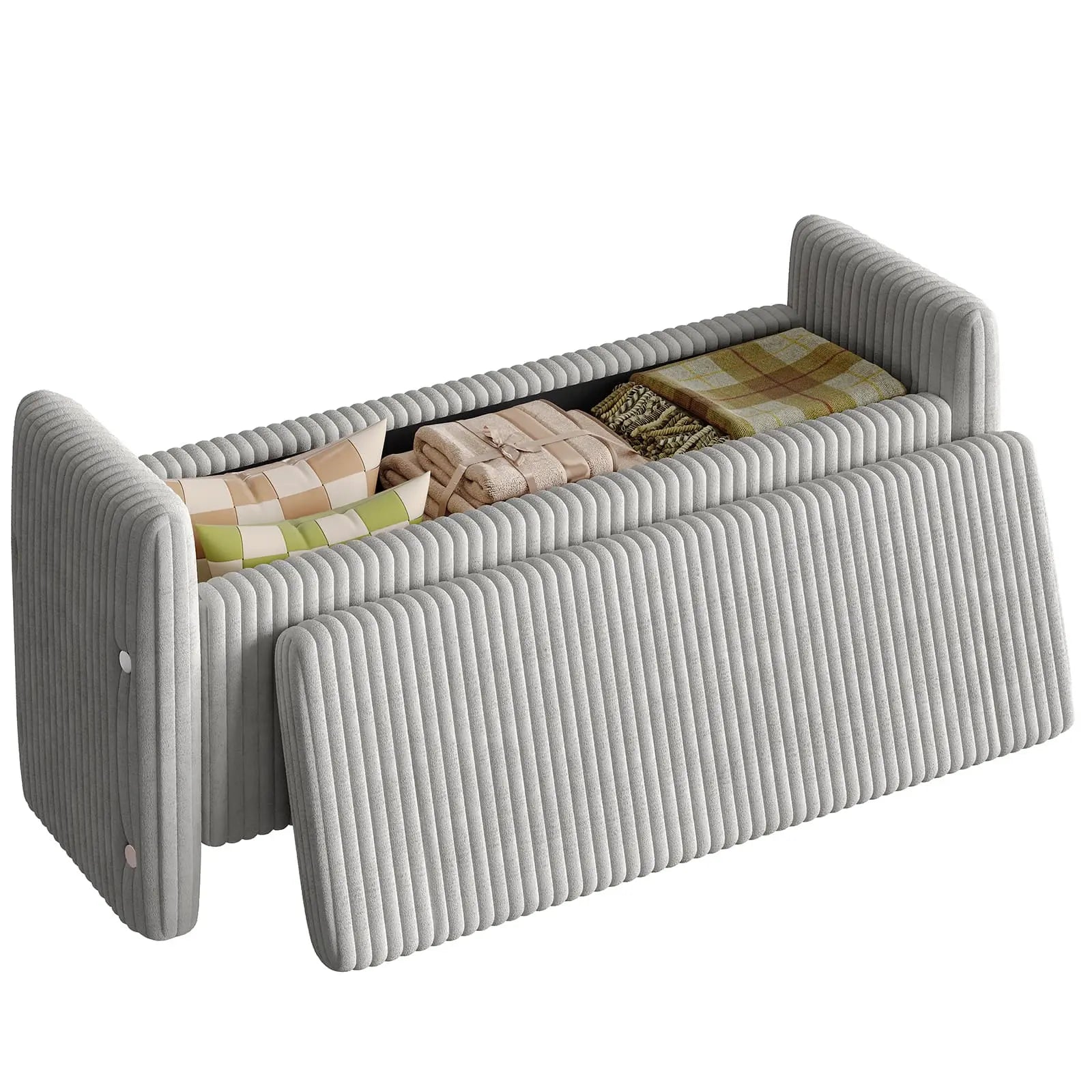 Bestier Velvet Ottoman Storage Bench with Tufted Seat - Stylish Footrest & Organizer for Bedroom, Living Room, Entryway - Perfect for Extra Seating & Hidden Storage
