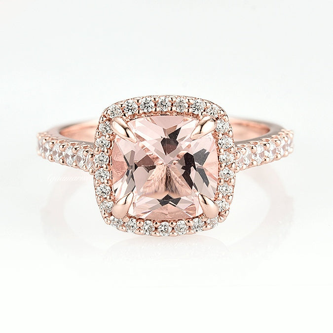 Belle Morganite Ring 14K Rose Gold Vermeil - Elegant Stackable Ring for Women, Perfect for Engagement, Wedding, Anniversary & Everyday Wear
