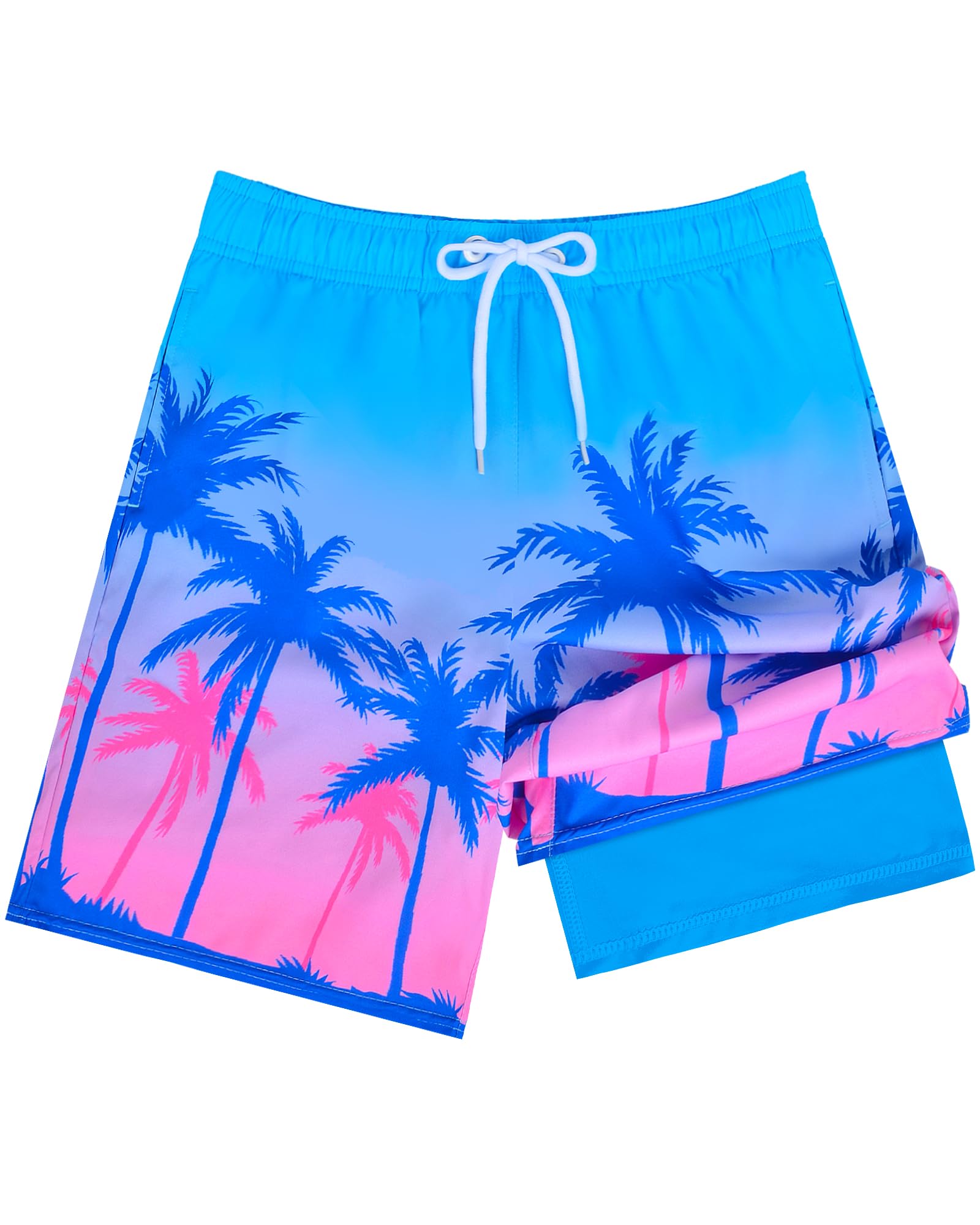 **Boys Quick Dry Swim Trunks with Compression Liner - UPF 50+ Swim Shorts for Beach, Pool & Water Sports**