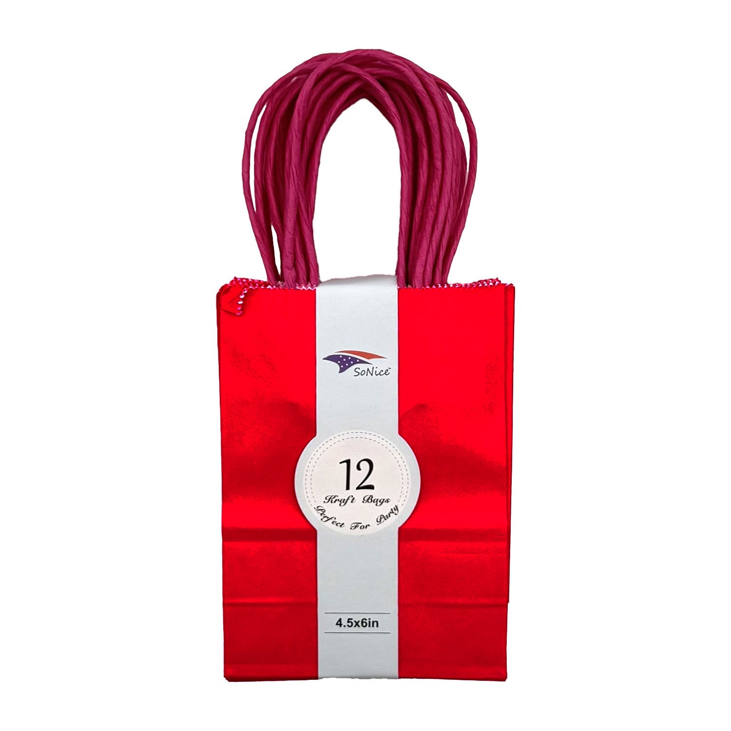 Premium Kraft Paper Bags 4.5x6 Inches - Eco-Friendly Red Gift Bags (12 Pack) for Party Favors, Wedding Decorations & Small Business Packaging