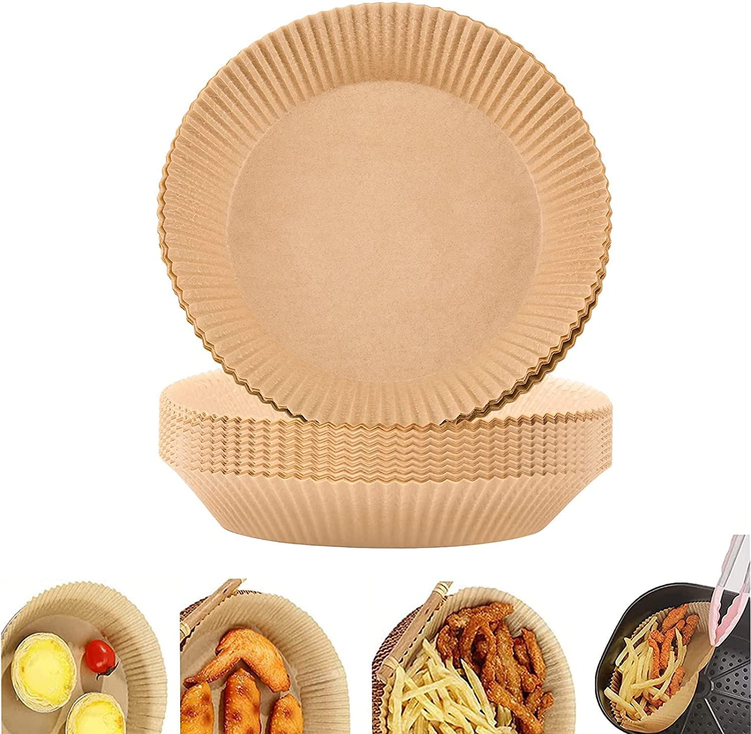 Non-Stick Oil-Proof Air Fryer Parchment Paper Liners - 100 Pack Round Disposable Liners for Air Fryer, Microwave & Steamer | Eco-Friendly & Easy Clean | Perfect for Cooking, Baking & Meal Prep