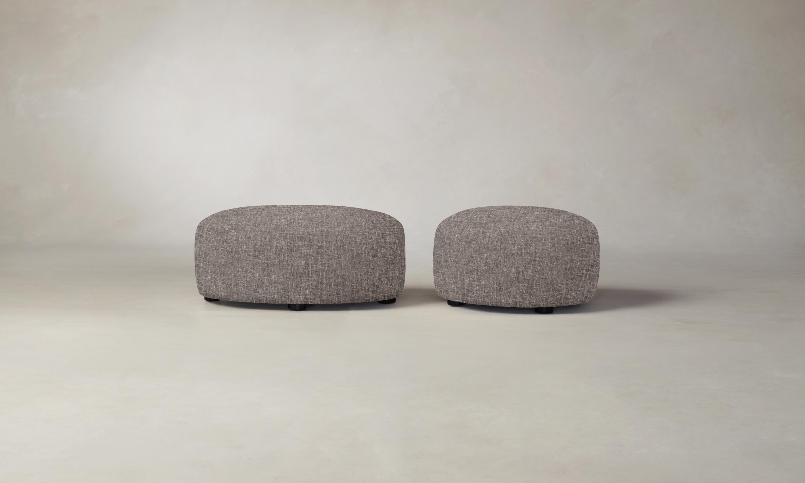 Heritage Belgian Linen Chelsea Ottoman in Carob Brown - Perfect for Living Room, Bedroom & Home Office Seating