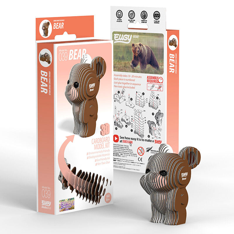 EUGY Bear 3D Puzzle - DIY Educational Toy for Kids & Adults - Fun STEM Building Kit for Home Decor, Birthday Gifts & Classroom Activities
