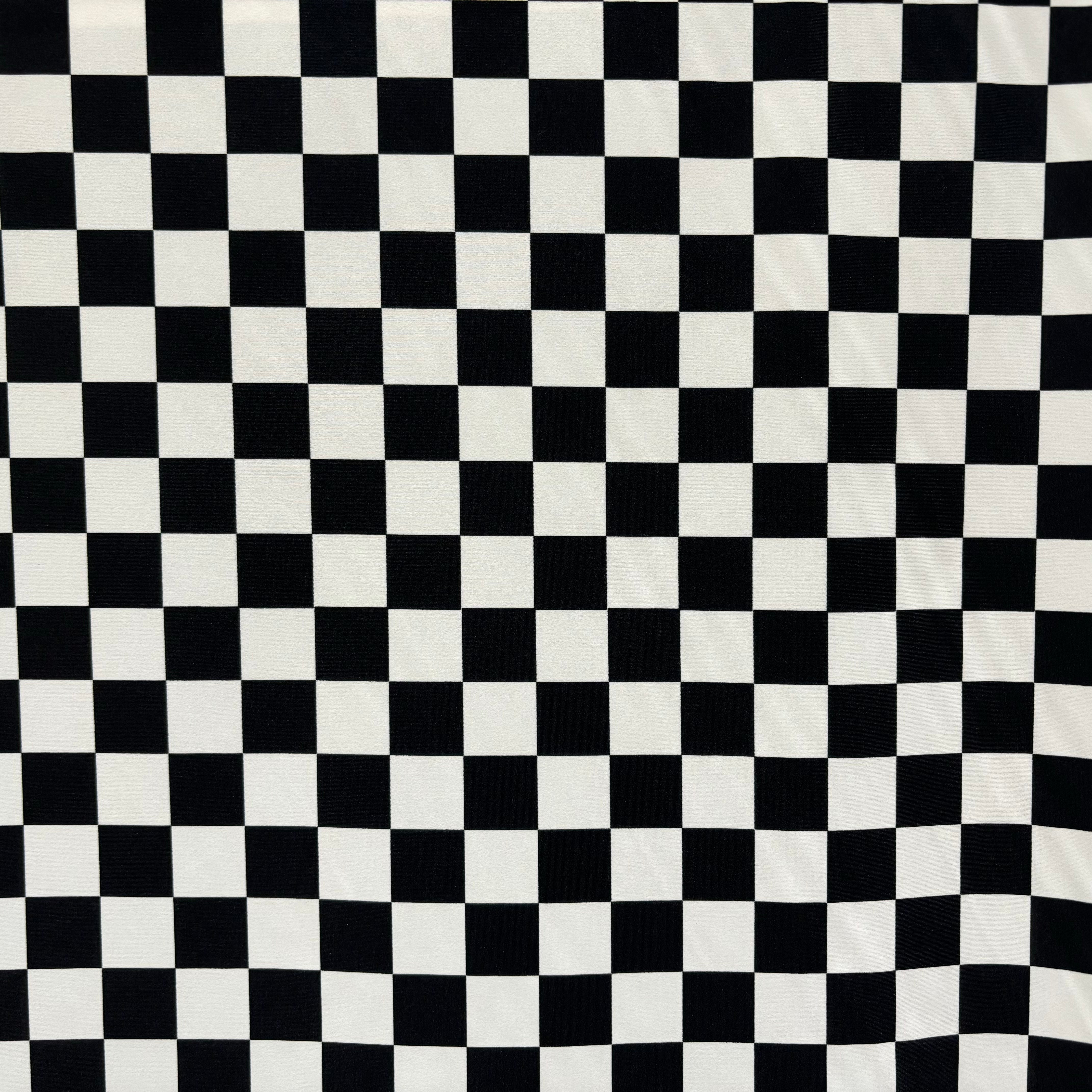 Grand Prix Checkerboard Printed Spandex - High Performance Stretch Fabric for Racing Suits, Dancewear & Athletic Apparel