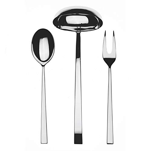 Premium 3-Piece Stainless Steel Serving Set - Fork, Spoon & Ladle - Mirror Polished Silverware - Dishwasher Safe - Perfect for Dinner Parties, Buffets & Formal Dining