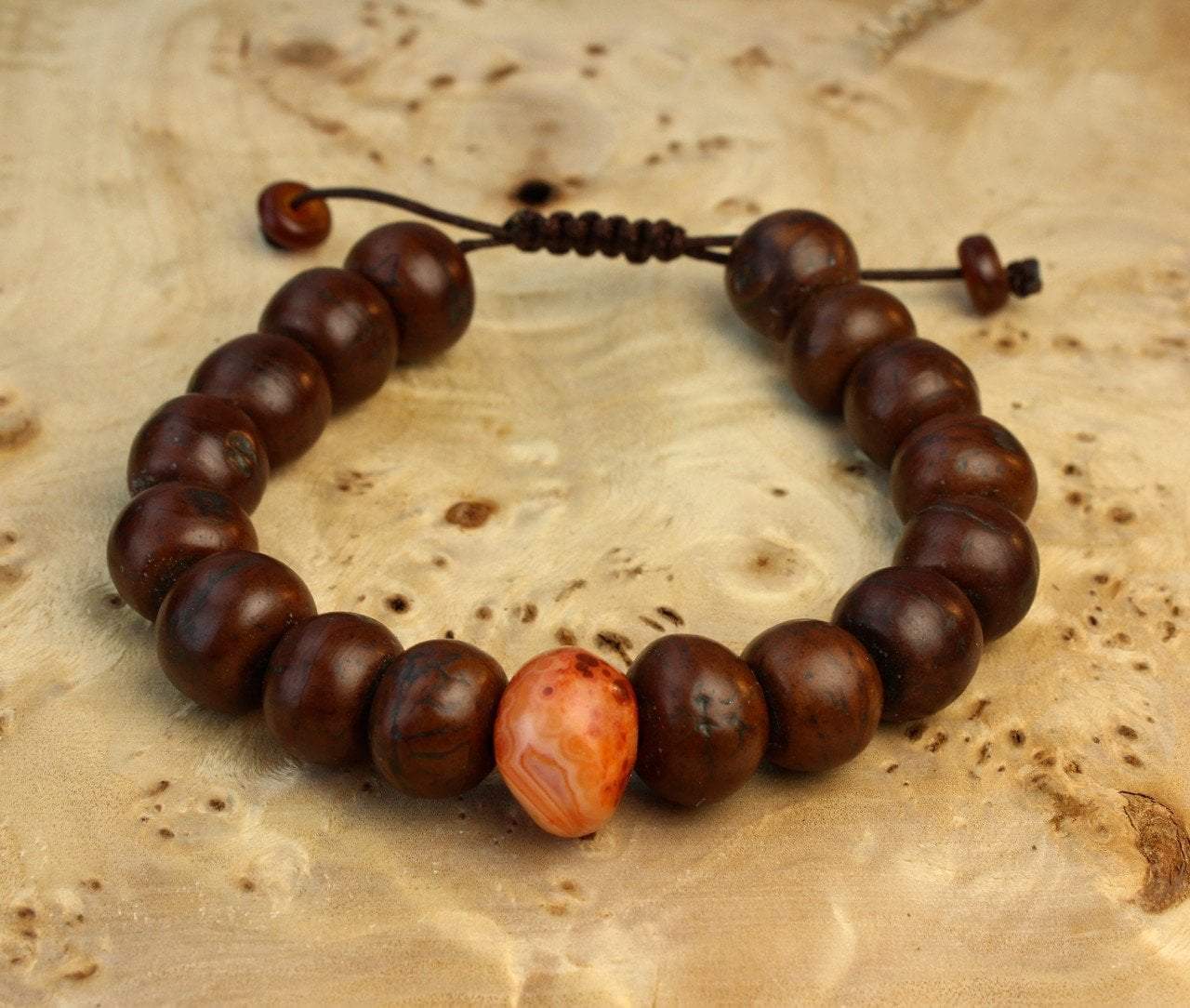 Natural Carnelian & Bodhi Seed Mala Bracelet for Meditation, Yoga & Spiritual Healing - Handmade Buddhist Prayer Beads for Women & Men