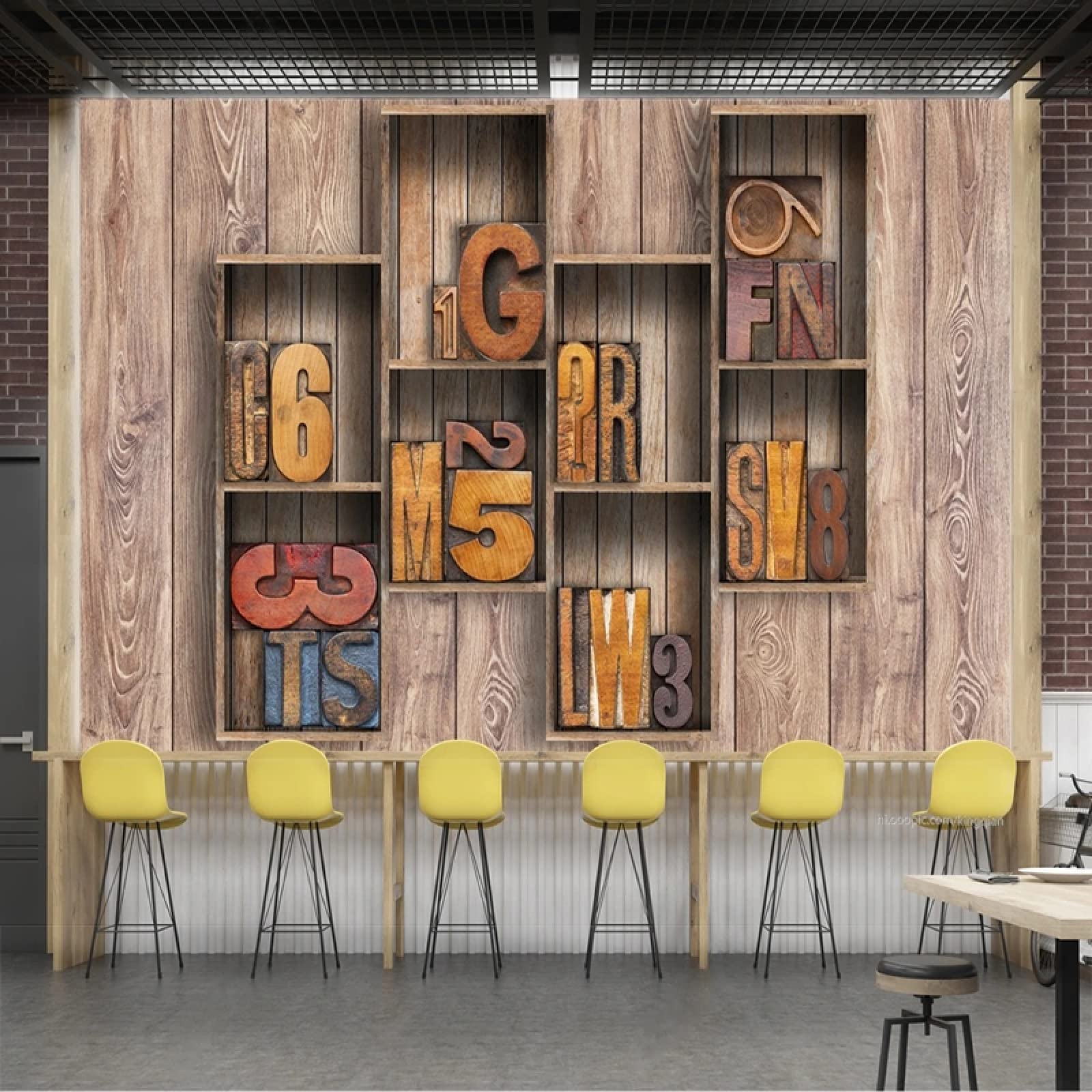 Removable English Letters & Numbers Wall Stickers - Wrinkle-Free, Durable Wood Art Decor for Preschool, Daycare & Classroom Walls - 169.3x118.2 Inches (WxH) - Perfect for Educational Spaces, Kids' Rooms & Learning Environments