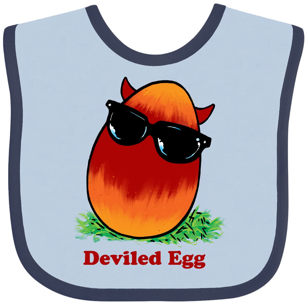 Funny Easter Devil Egg Baby Bib with Horns & Sunglasses - Cute Red & Orange Design for Infants - Perfect for Easter Parties, Baby Showers & Holiday Photos