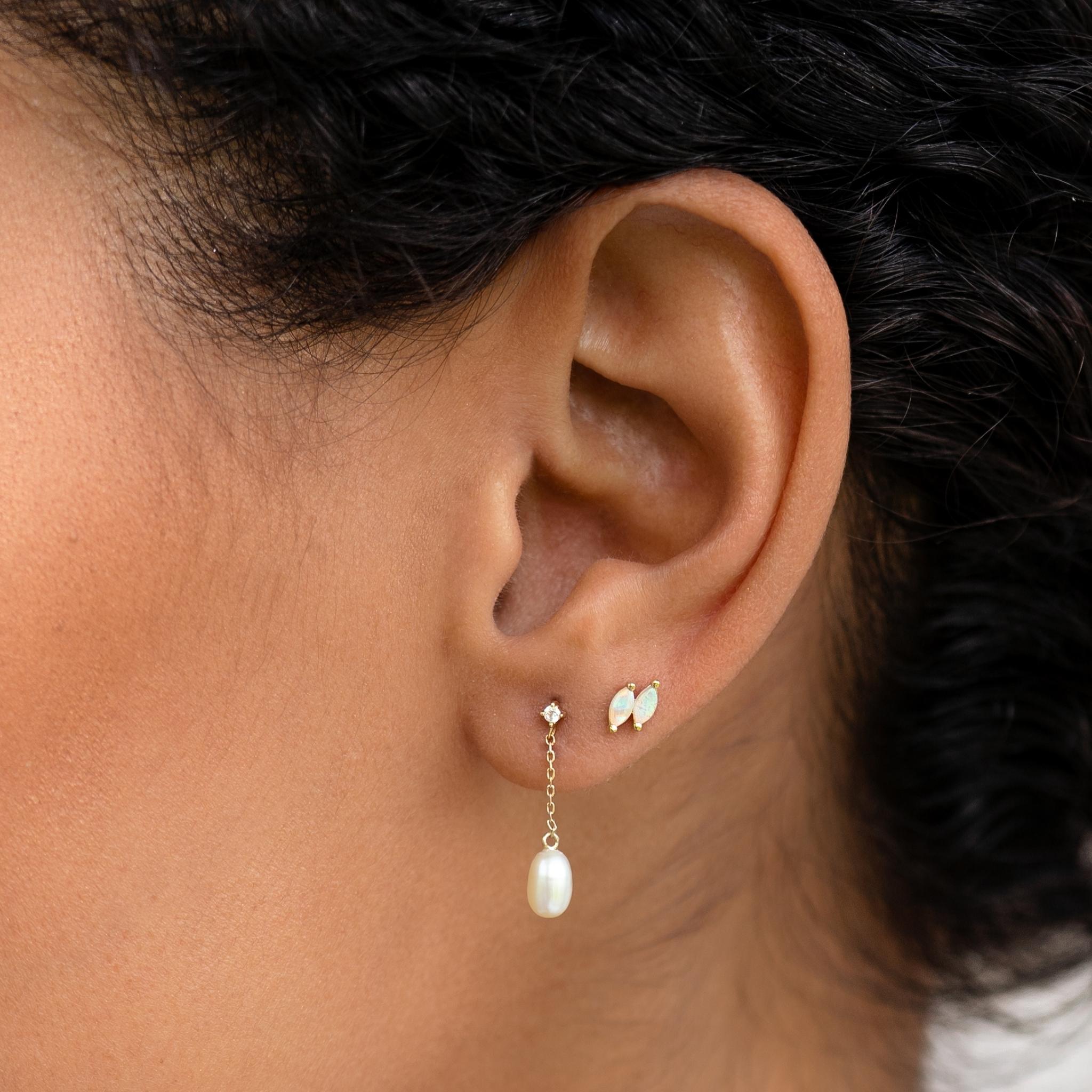 14K Gold Pearl Drop Earrings for Women - Elegant Dangle Earrings with Real Pearls - Perfect for Weddings, Parties & Special Occasions