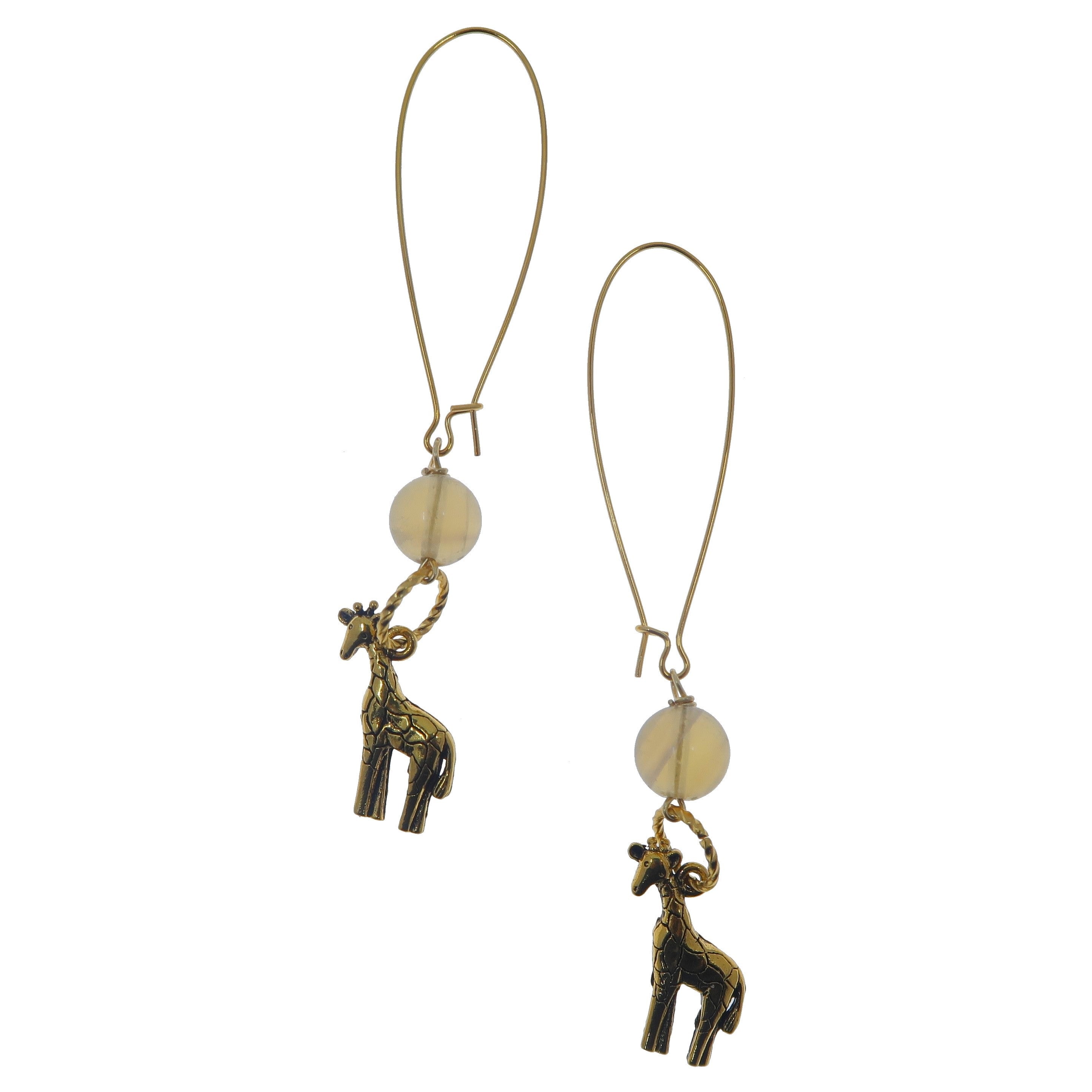 Fluorite Gemstone Dangle Earrings - Yellow Giraffe Grace Glory Design for Women | Perfect for Casual Wear, Parties & Gift Giving