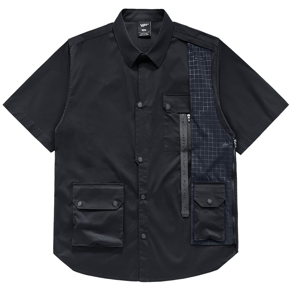 Men's Cargo Shirt Summer Short Sleeve Tactical Shirt - Breathable Techwear Streetwear for Outdoor Hiking, Urban Exploration & Casual Wear