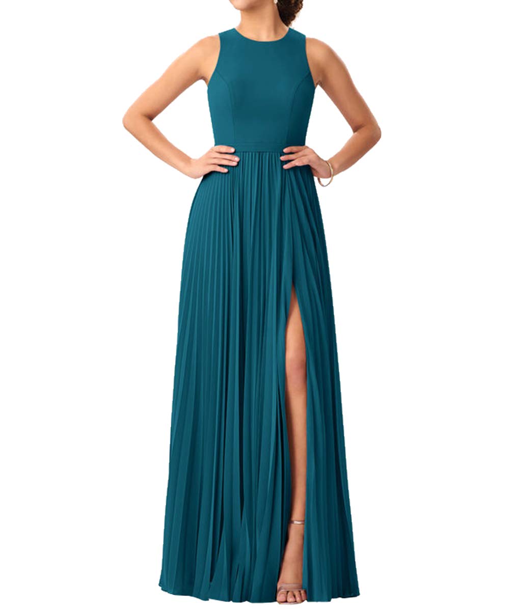 Elegant Long Chiffon Bridesmaid Dresses with High Slit for Wedding, Prom & Formal Parties - Perfect for Bridal Showers, Evening Galas & Special Occasions
