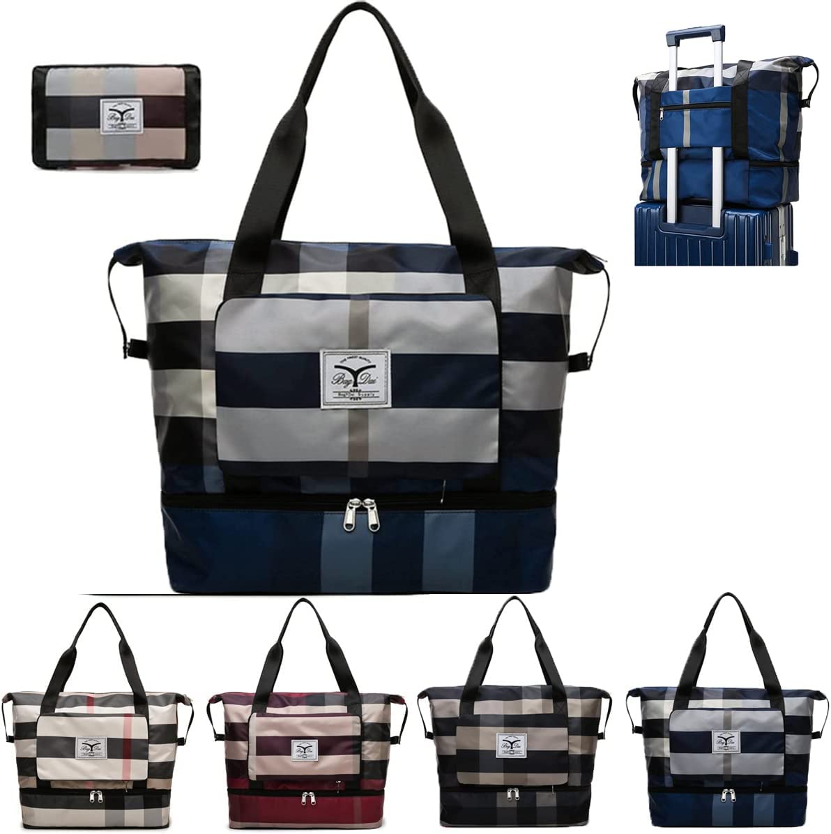 Large Capacity Foldable Travel Duffle Bag for Women - Waterproof & Dry/Wet Separation Design - Perfect for Gym, Weekend Getaways & Air Travel