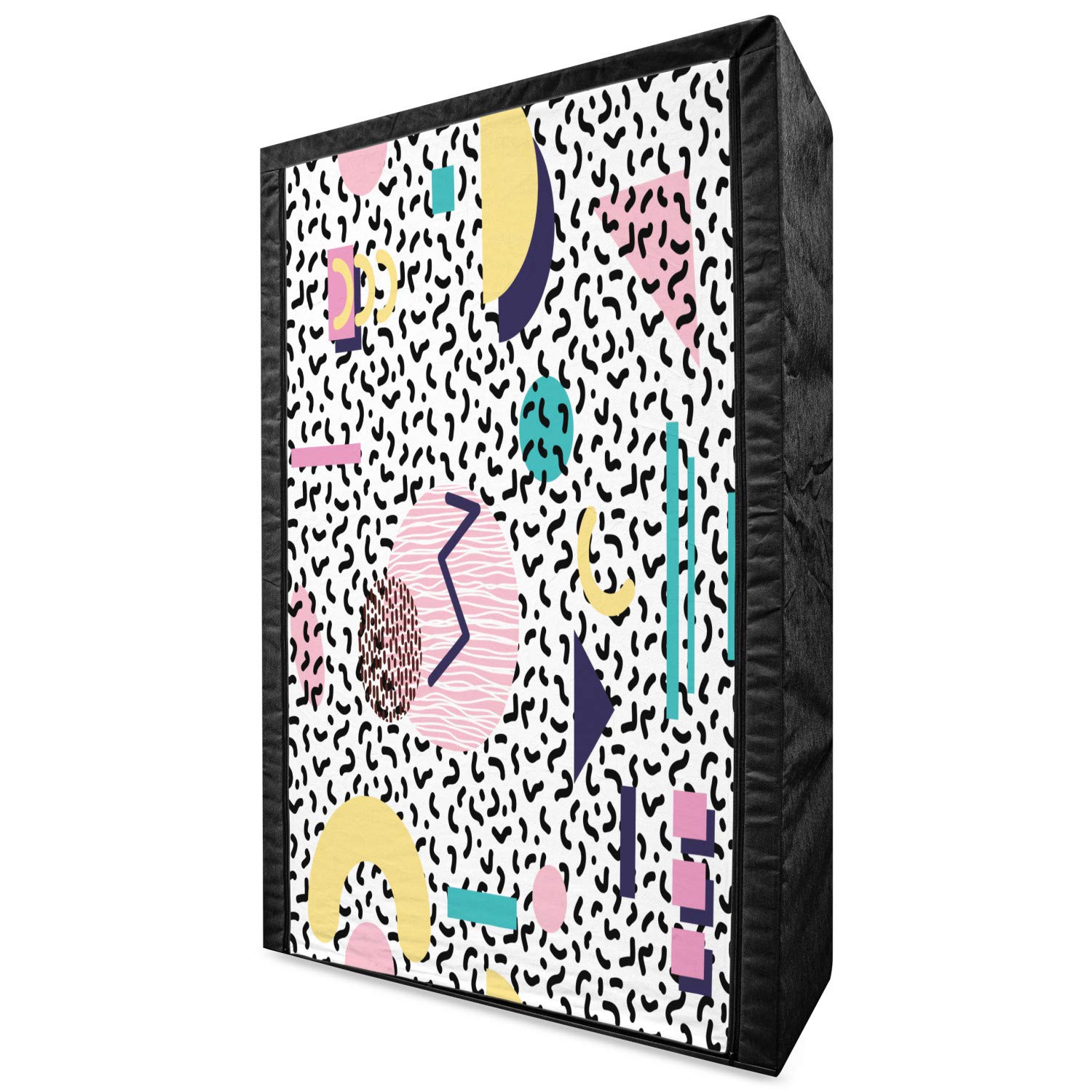 Ambesonne 90s Portable Fabric Wardrobe - Geometric Retro Pattern with Round Half Moon Triangle Designs, 42.5