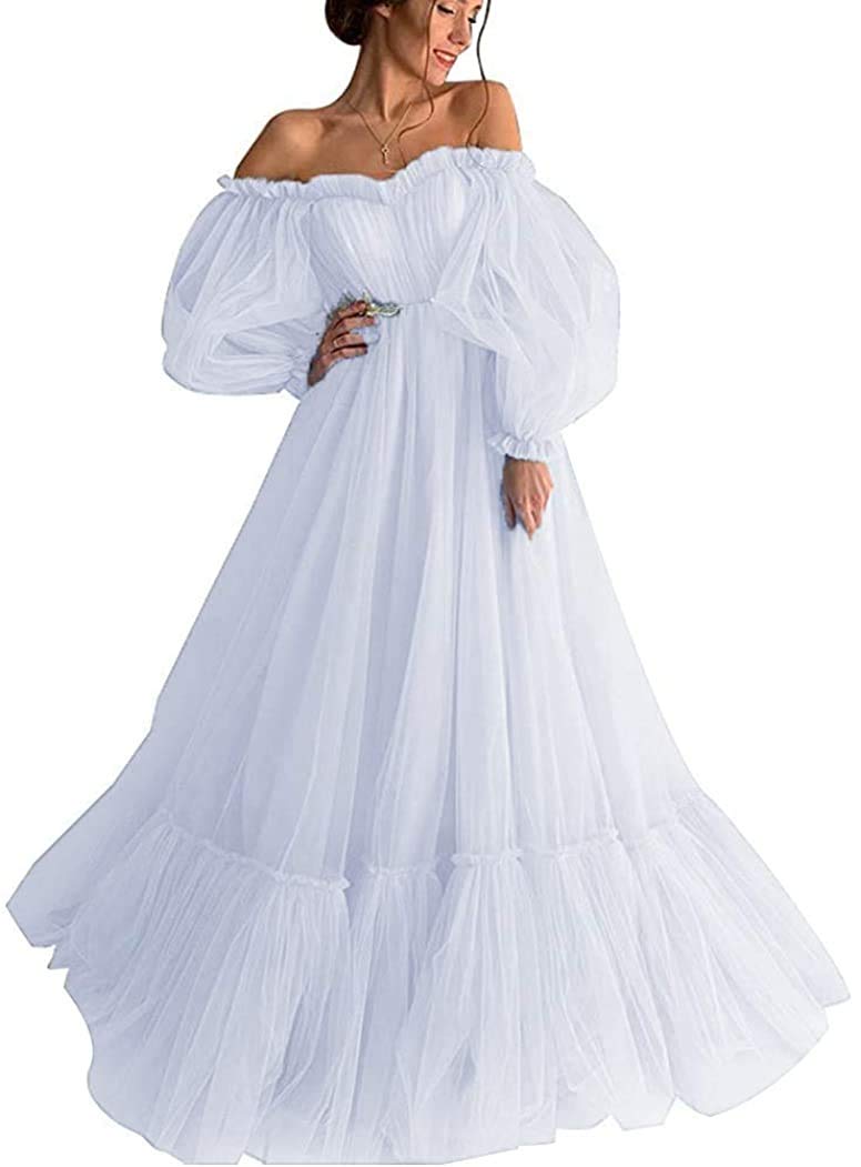 Elegant Long Puffy Sleeve Prom Dress - Off Shoulder A-Line Sweetheart Evening Gown for Women | Perfect for Formal Parties, Homecoming, Ball Gowns & Special Occasions