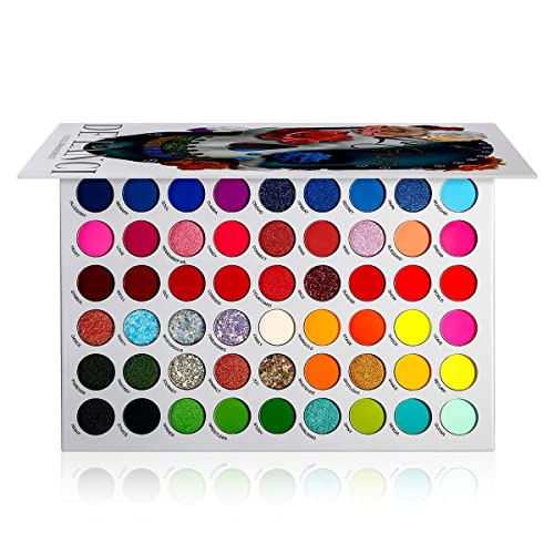 KIRA 54-Color Professional Eyeshadow Palette - Bright Neon, Glitter, Matte & Shimmer Makeup Set | Highly Pigmented Powder for Day & Night Looks | Perfect for Parties, Halloween & Cosplay