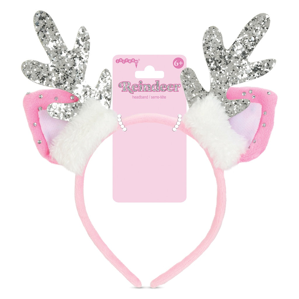Sparkle Reindeer Headband for Women - Festive Christmas Hair Accessory with Glitter Antlers - Perfect for Holiday Parties, Costumes & Photo Shoots