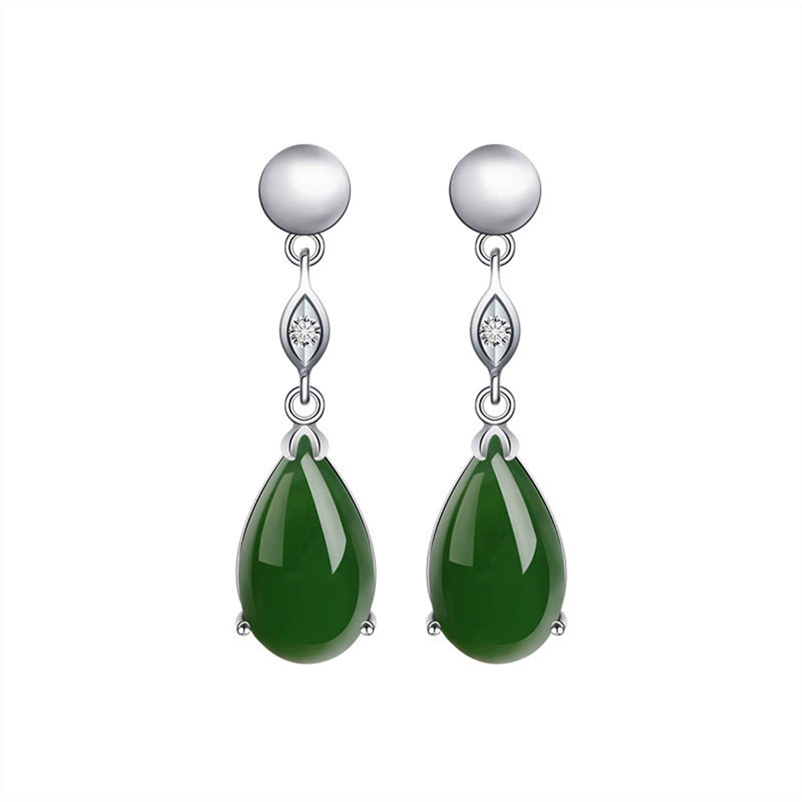Vintage 925 Silver Natural Jasper Drop Pendant Earrings for Women - Elegant Luxury Party Jewelry, Dangle & Stud Earrings for Daily Wear, Date Night & Special Occasions