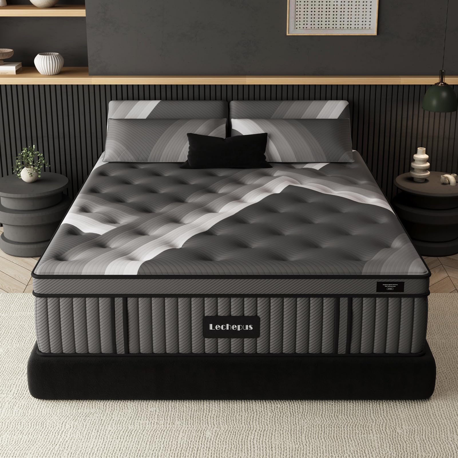Lechepus 14 Inch Twin XL Hybrid Mattress in a Box - Plush Memory Foam with 5-Zone Pocket Springs for Pressure Relief & Back Support | CertiPUR-US Certified, Fiberglass-Free | Perfect for Guest Rooms, Dorms & Small Bedrooms