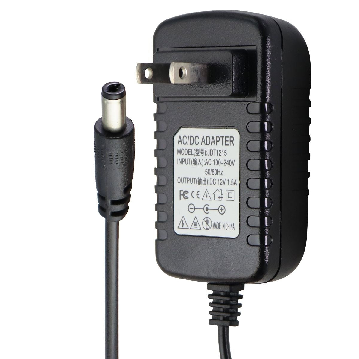 12V 1.5A AC/DC Power Adapter Wall Charger - Universal Power Supply for Electronics, Home & Office Use (JDT1215) Black