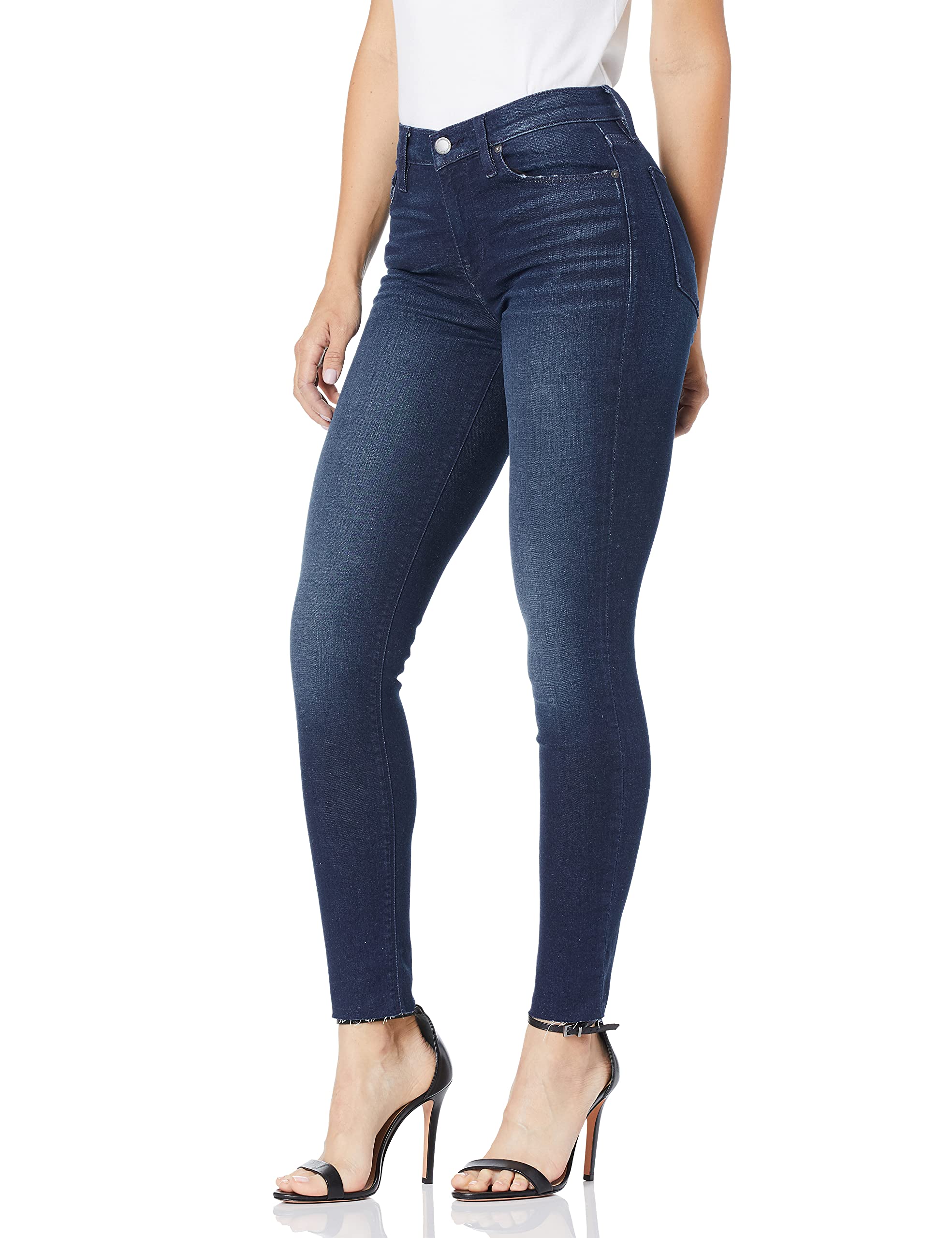 HUDSON Women's Nico Mid Rise Super Skinny Raw Hem Ankle Jeans - Stretch Denim Pants for Casual Wear, Night Out & Everyday Comfort