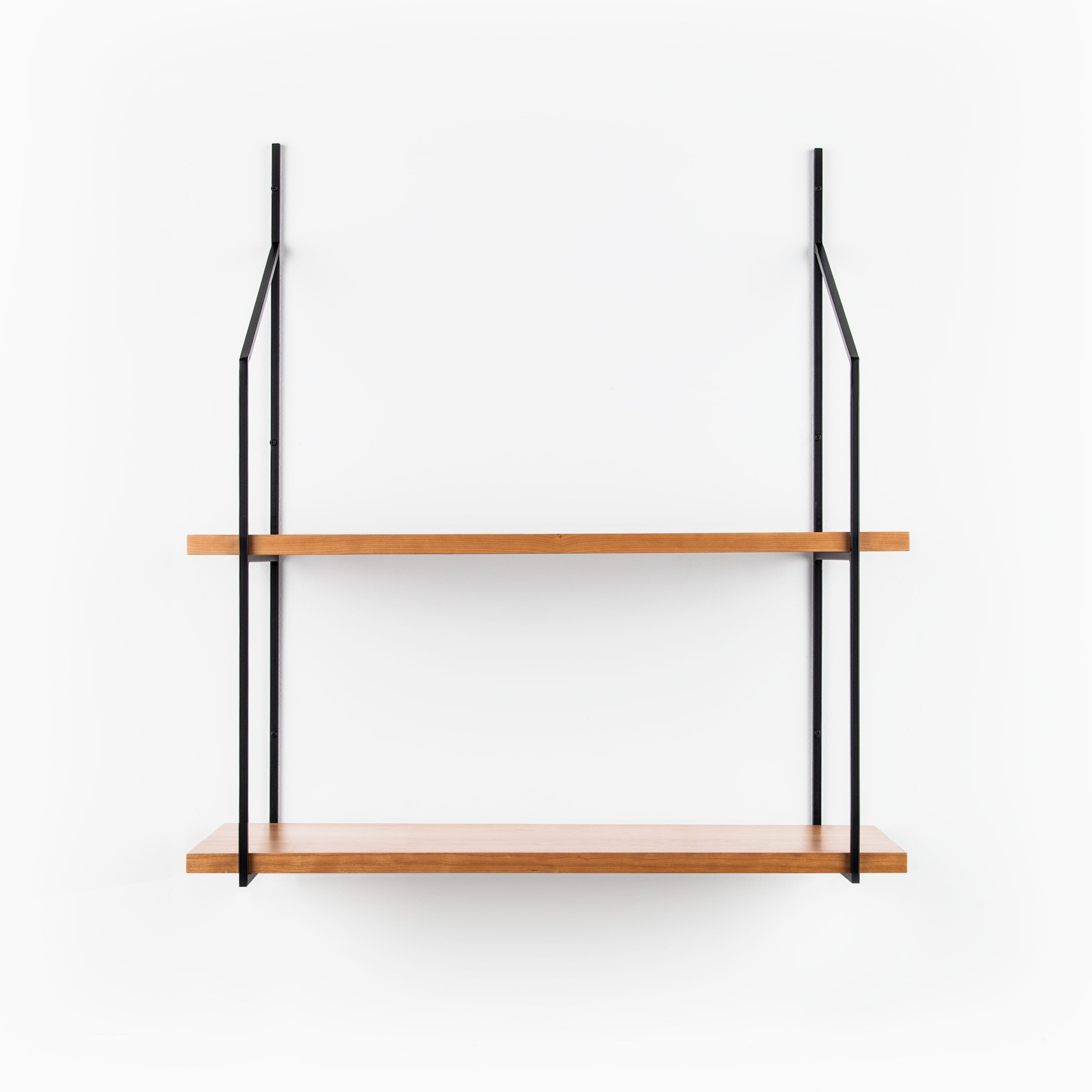 Verne Cherry Wood 2-Tiered Shelf - Rustic Floating Wall Shelves for Living Room, Bedroom & Kitchen Storage | Easy to Install & Space-Saving Home Decor