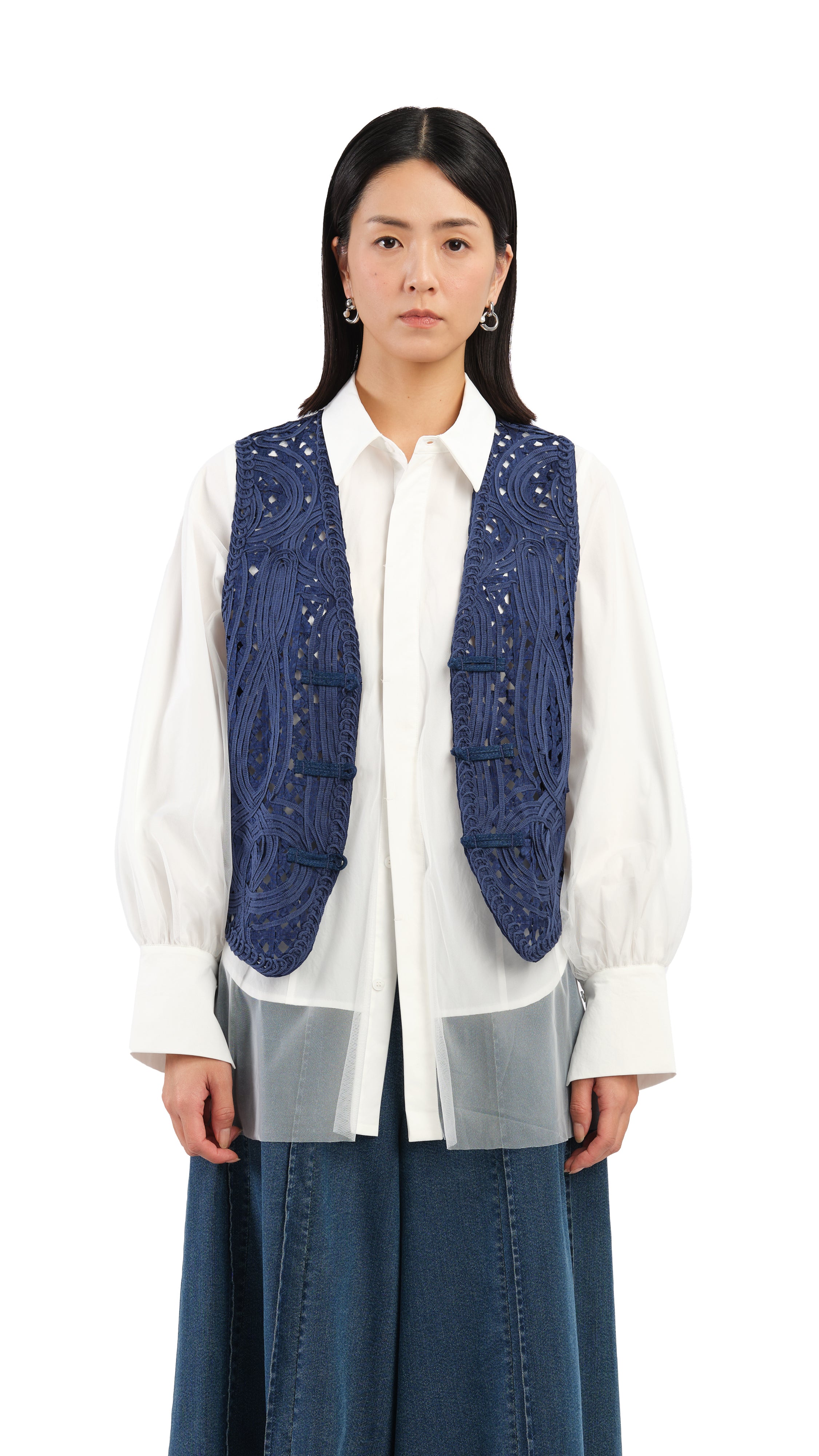 Indigo Cord Embroidery Vest for Women - Stylish Denim Jacket with Handmade Embroidery Details | Perfect for Casual Outfits, Boho Fashion & Festival Wear