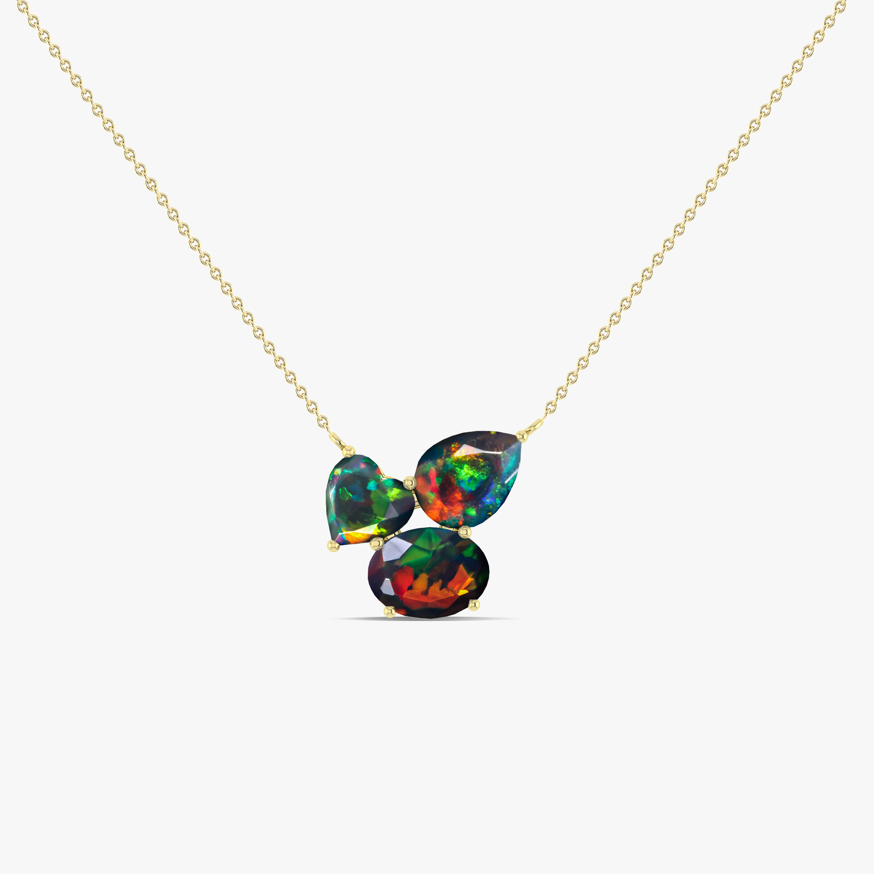Black Opal Three Stone Pendant Necklace - Elegant Sterling Silver Jewelry for Women | Perfect for Weddings, Anniversaries & Special Occasions