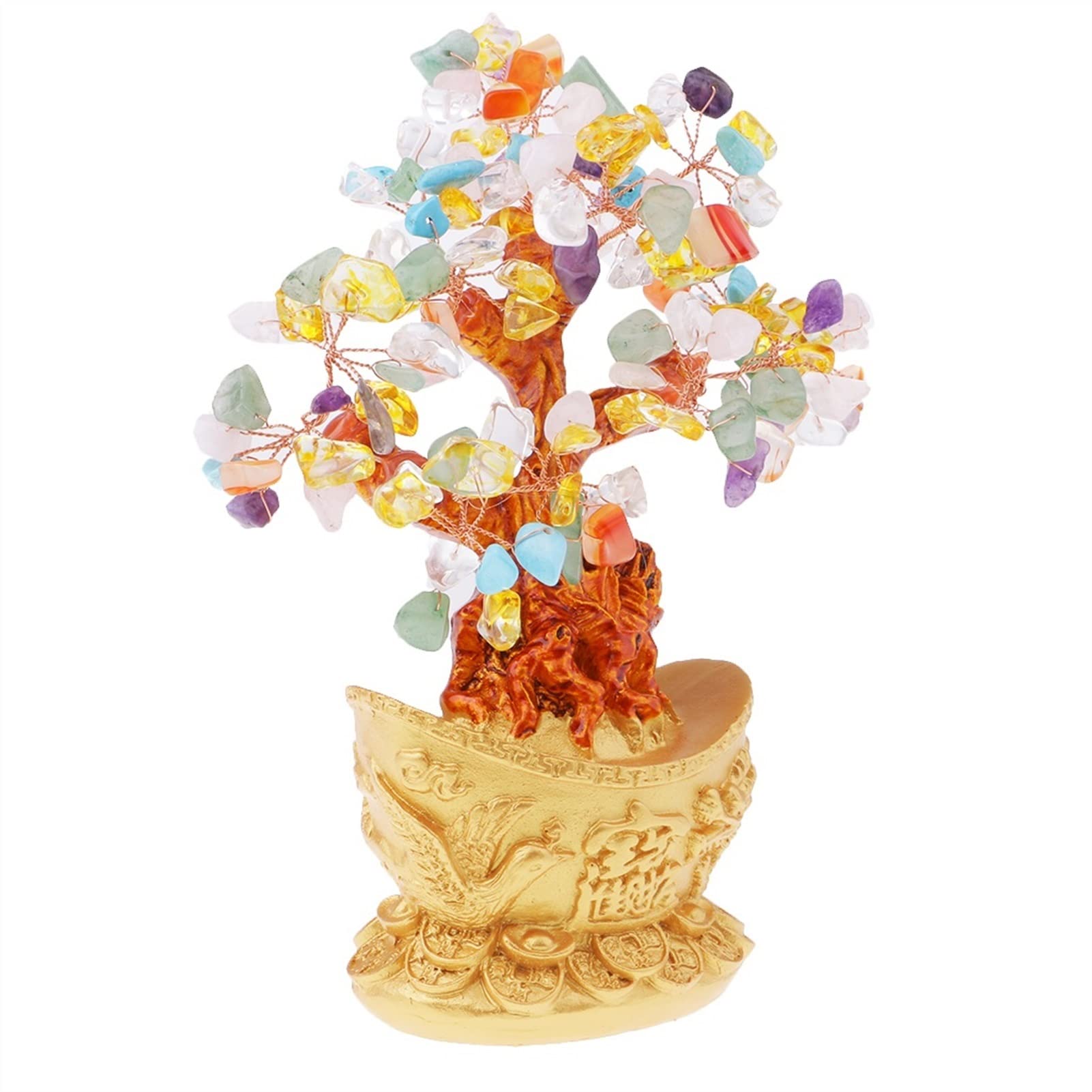 TOMYEUS Mini Crystal Money Tree Bonsai - Feng Shui Wealth & Luck Gemstone Decor for Home, Office Desk | Perfect Gift for Housewarming, New Business & Prosperity