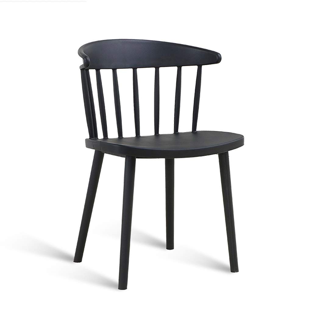 Modern Armless Dining Chair - Plastic Lounge Chair with Back Support, Comfortable Household & Patio Chair for Home, Office or Outdoor Use (Black) - Perfect for Dining Rooms, Living Spaces & Garden Relaxation