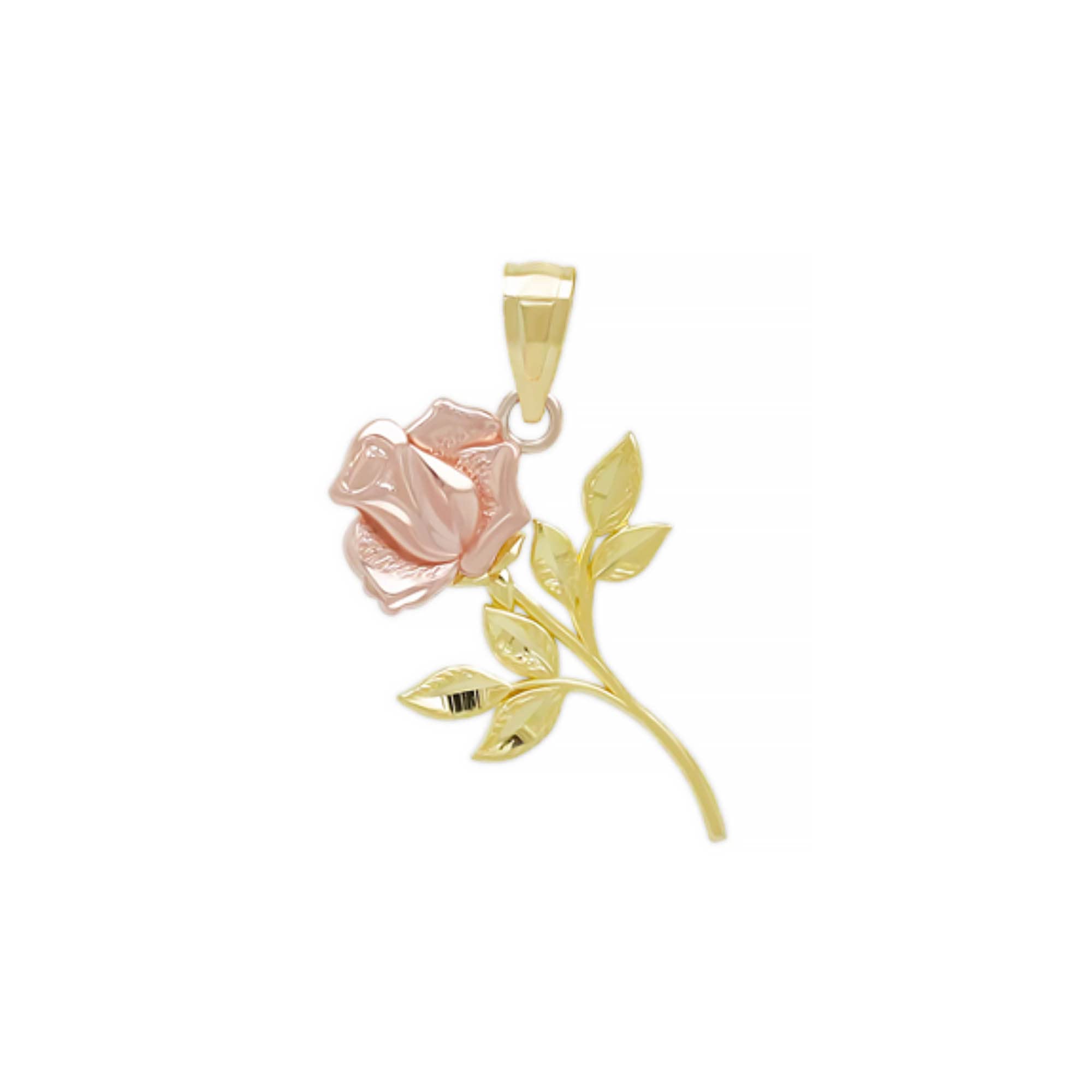 10K Rose Charm Pendant Necklace - Delicate Rose Flower Dangle in Gold & Rose Gold - Perfect Mother's Day Gift, Birthday & Anniversary Jewelry Present - Ideal for Romantic Dates, Weddings & Special Occasions