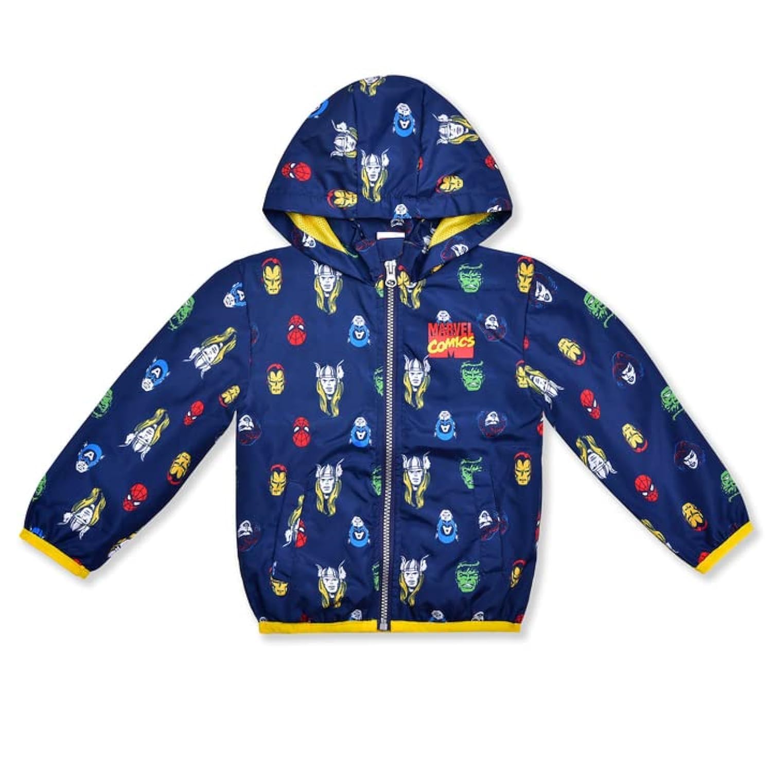 Marvel Avengers Superhero Windbreaker Jacket for Kids - Spider-Man, Captain America, Hulk, Thor & Iron Man | Lightweight Waterproof Jacket for Toddler Boys Outdoor Play & Cosplay