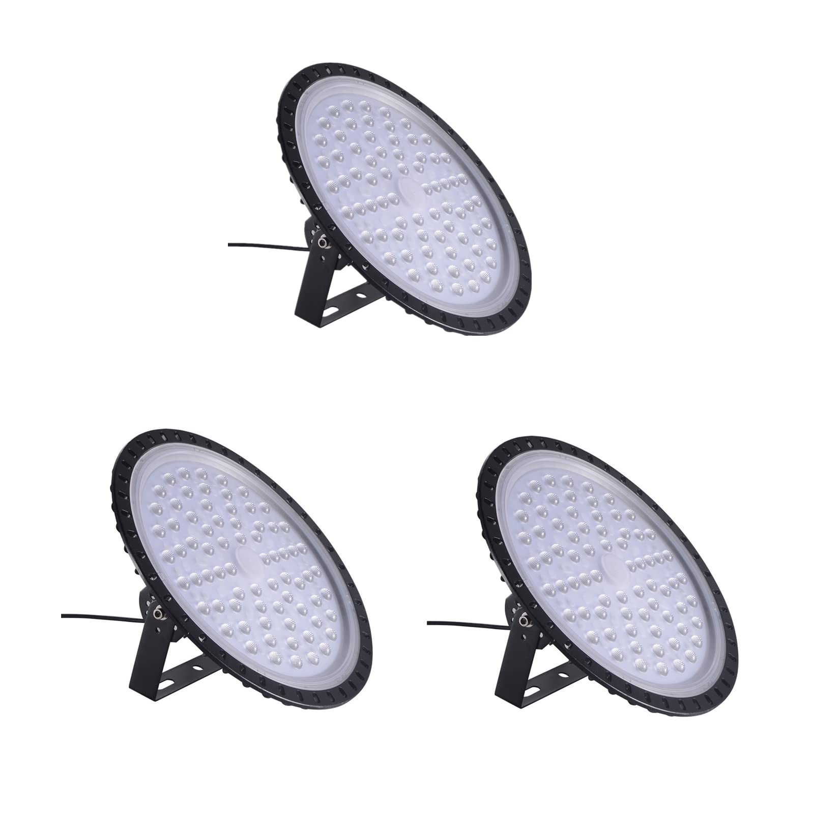 300W UFO LED High Bay Lights - 3 Pack Super Bright 30000LM, 6500K Daylight White, IP65 Waterproof - Ideal for Factories, Warehouses & Workshops (Energy Efficient Industrial Lighting Solution)