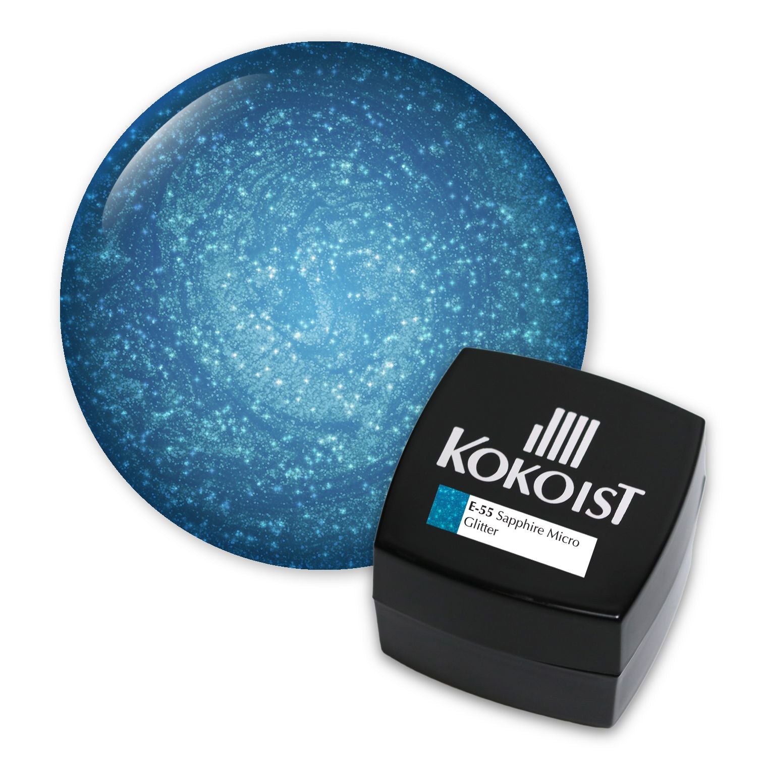 Kokoist E 55 Sapphire Micro Glitter - Professional Nail Art Glitter Powder for Gel & Acrylic Nails - Perfect for Manicures, Pedicures & Nail Designs