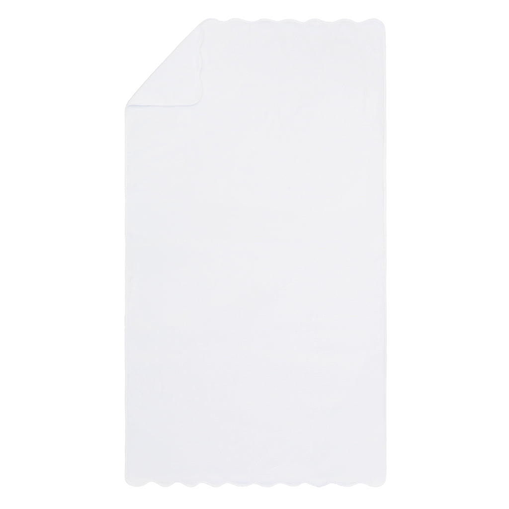 Soft White Scalloped Plush Bath Sheet - Extra Large Luxury Bath Towel for Spa, Hotel & Home Use - Premium Absorbent Cotton Towel for Bathroom, Beach & Gym